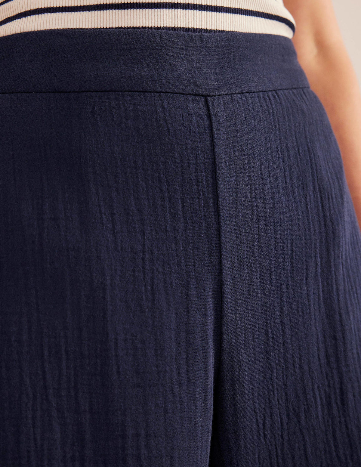 Pull-on Doublecloth Trousers-Navy - Image 2
