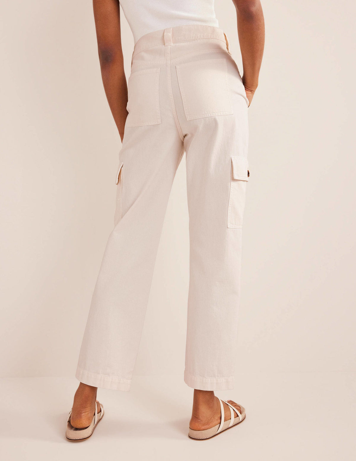 Casual Cargo Trousers-Ecru - Image 2