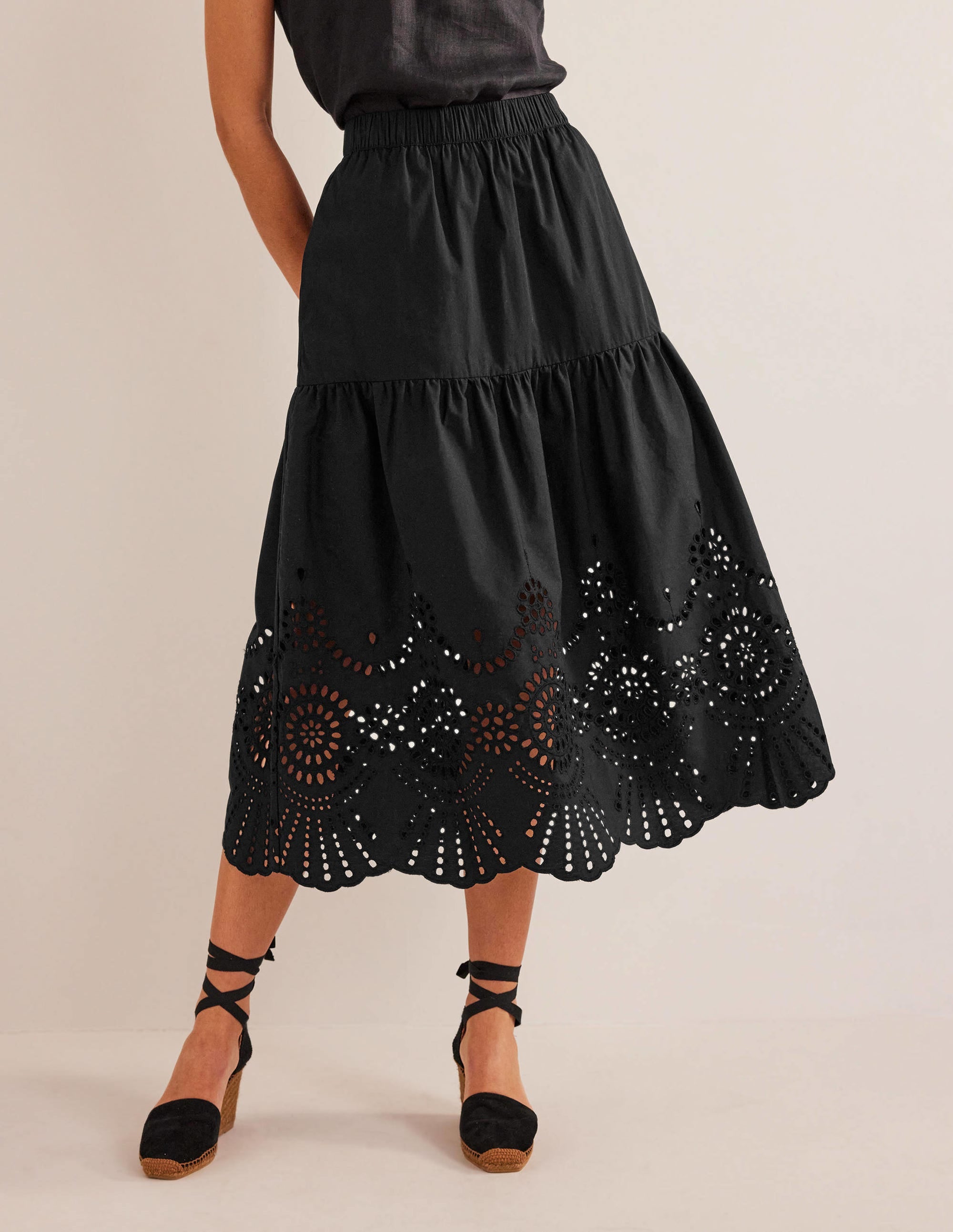 Full Broderie Skirt-Black - Image 4
