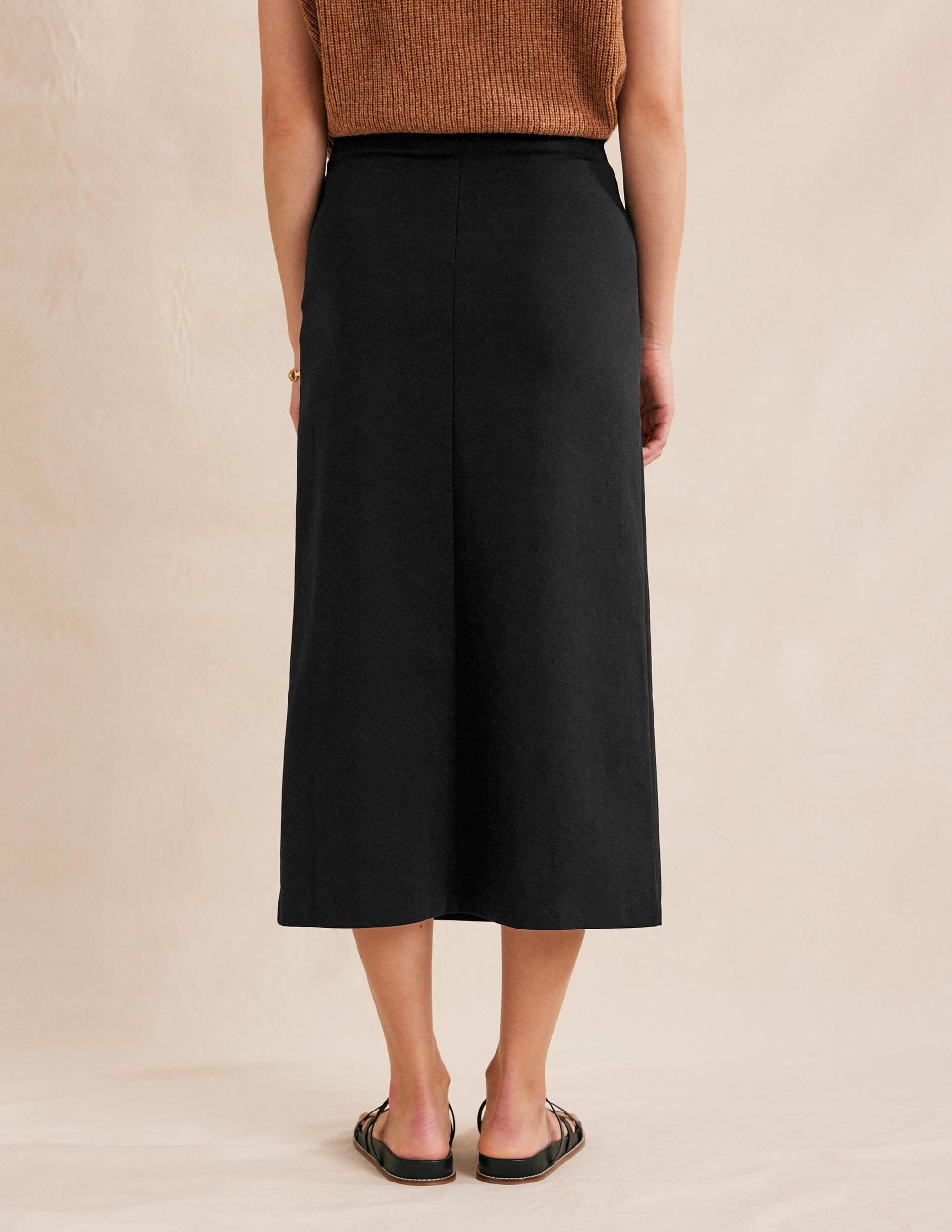 Straight Jersey Midi Skirt-Black - Image 3
