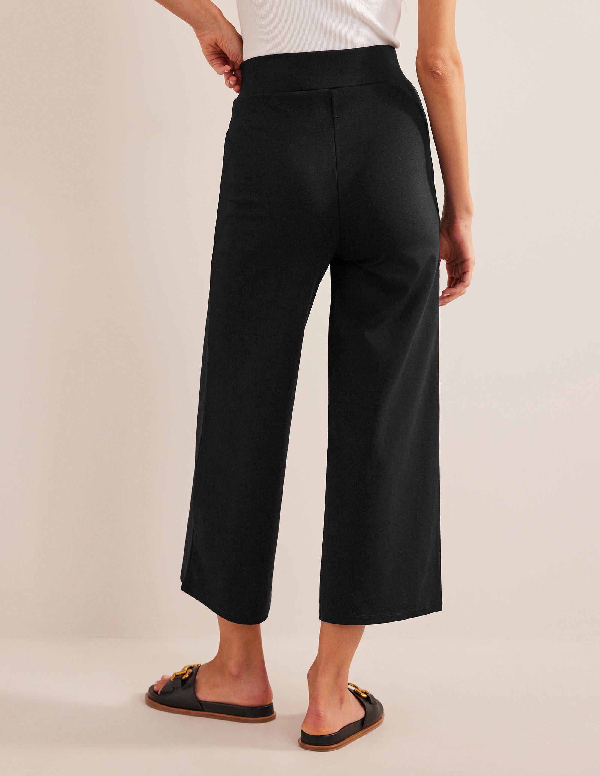 Cropped Jersey Trousers-Black - Image 3