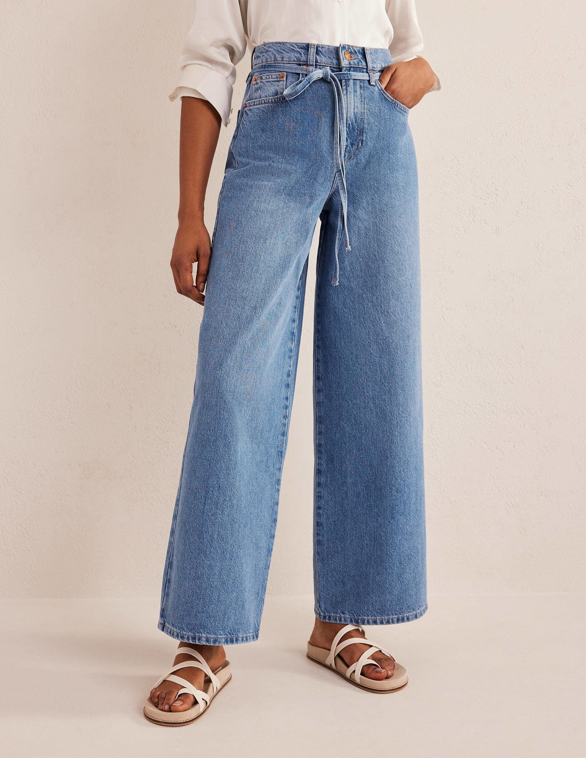 High Rise Slouch Wide Jeans-Mid Indigo-4