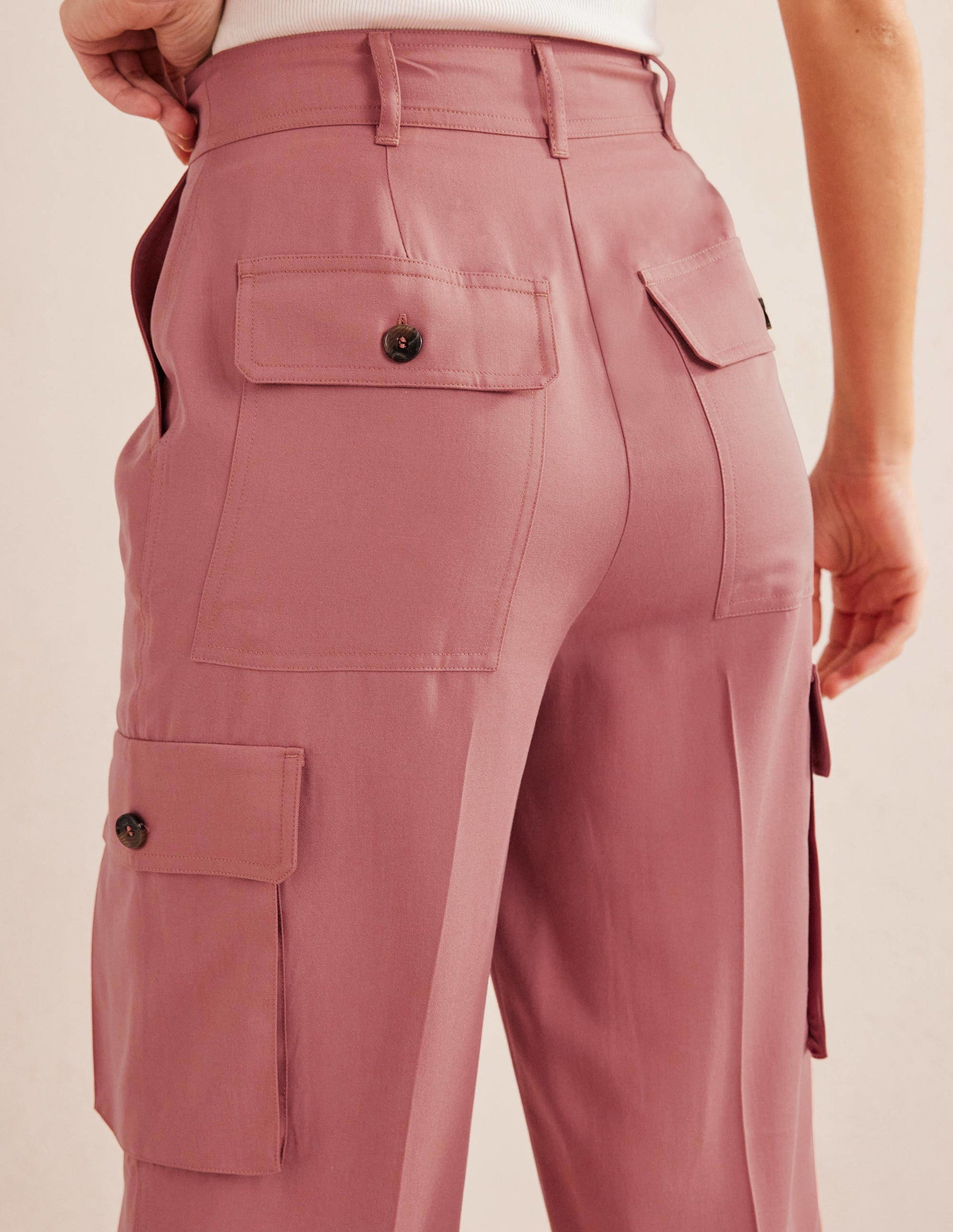 Tencel Cargo Trousers-Dusty Rose-2