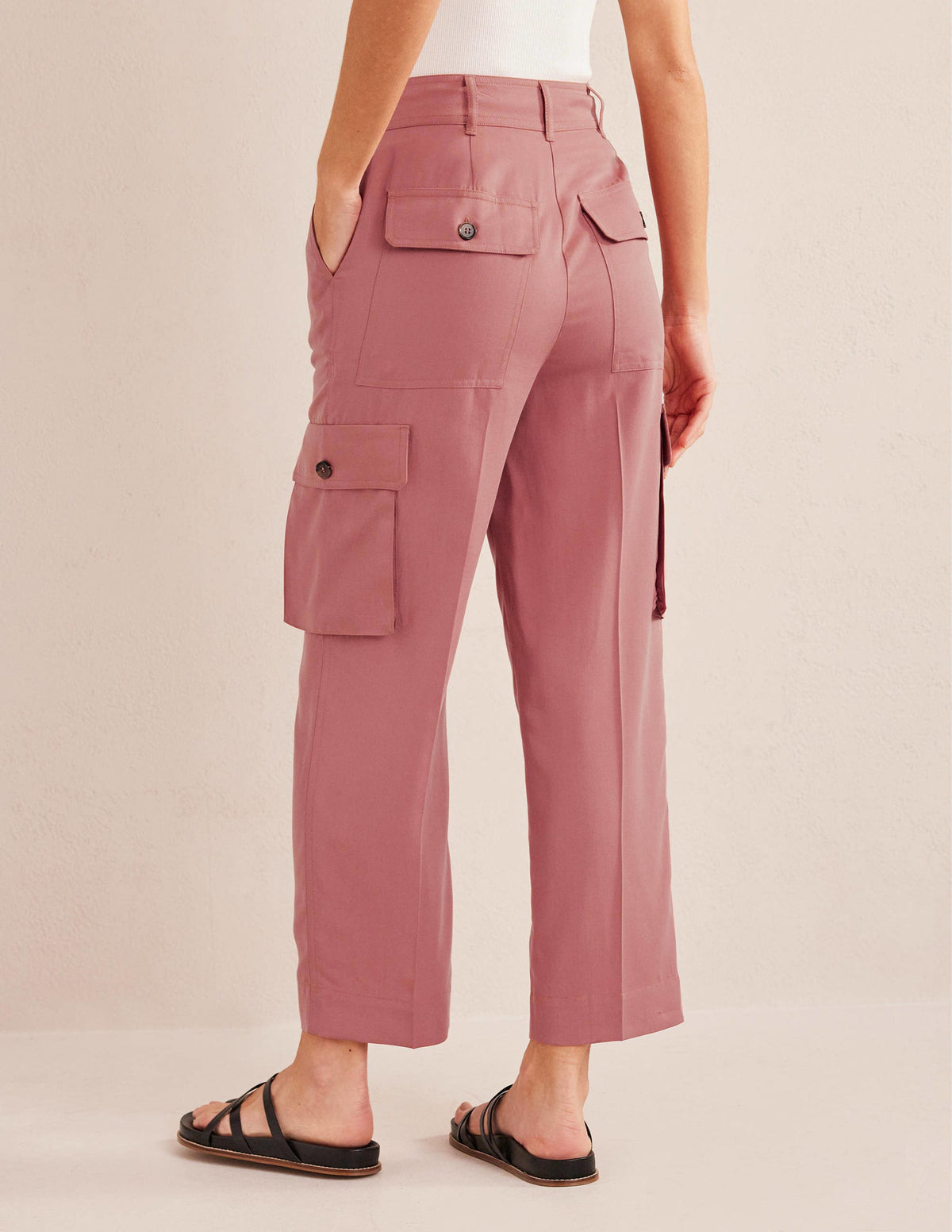 Tencel Cargo Trousers-Dusty Rose - Image 3