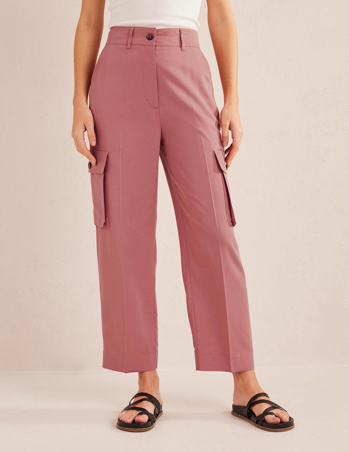 Tencel Cargo Trousers-Dusty Rose - Image 4