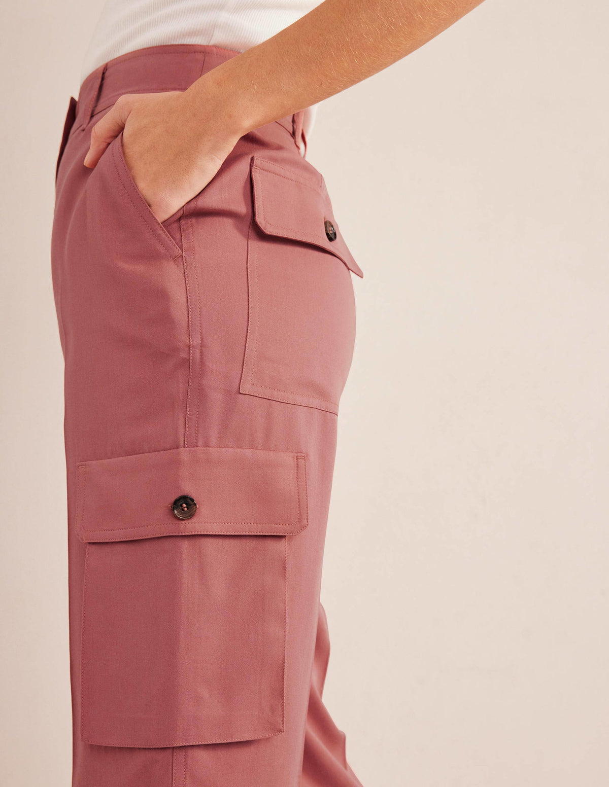 Tencel Cargo Trousers-Dusty Rose - Image 5
