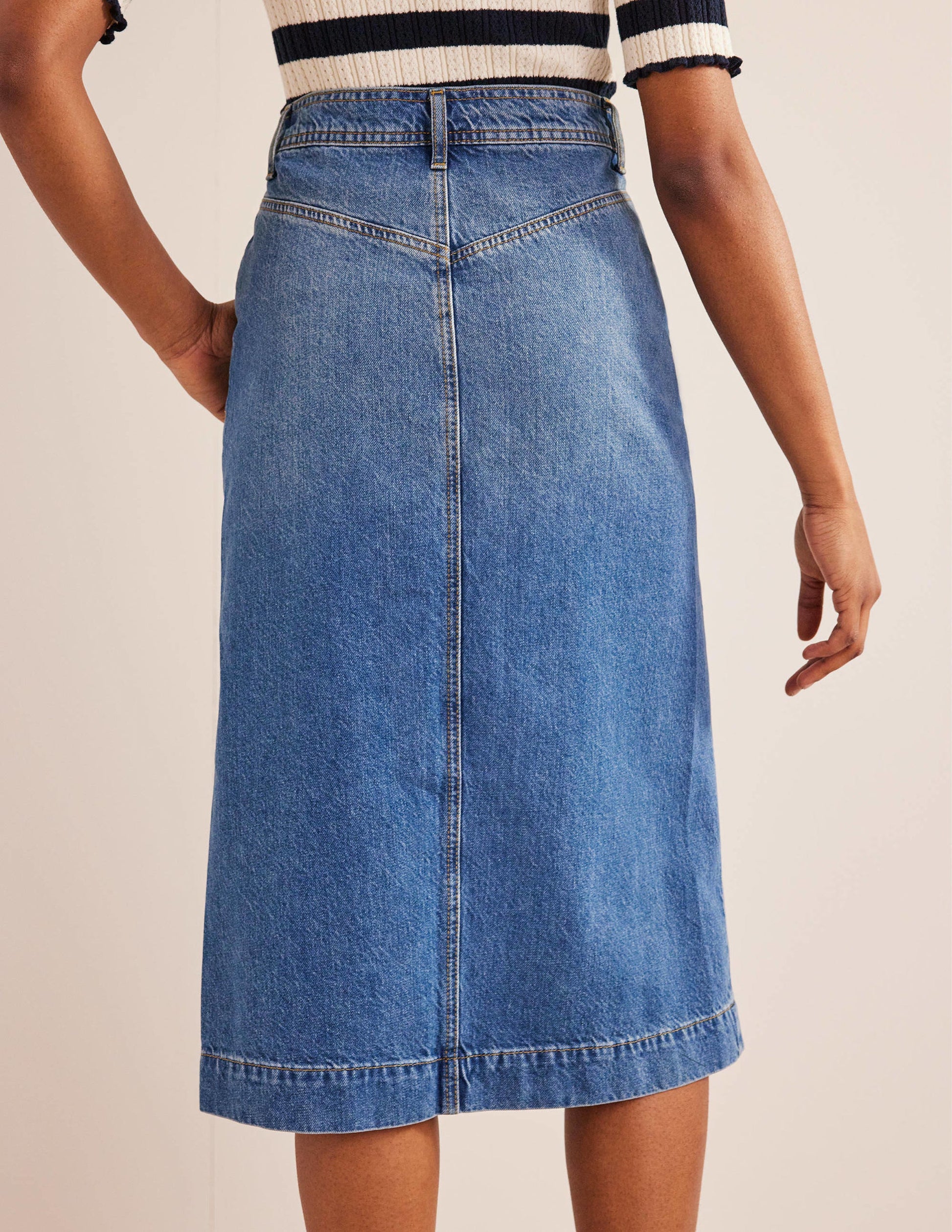 Straight Denim Midi Skirt-Groove Wash-3