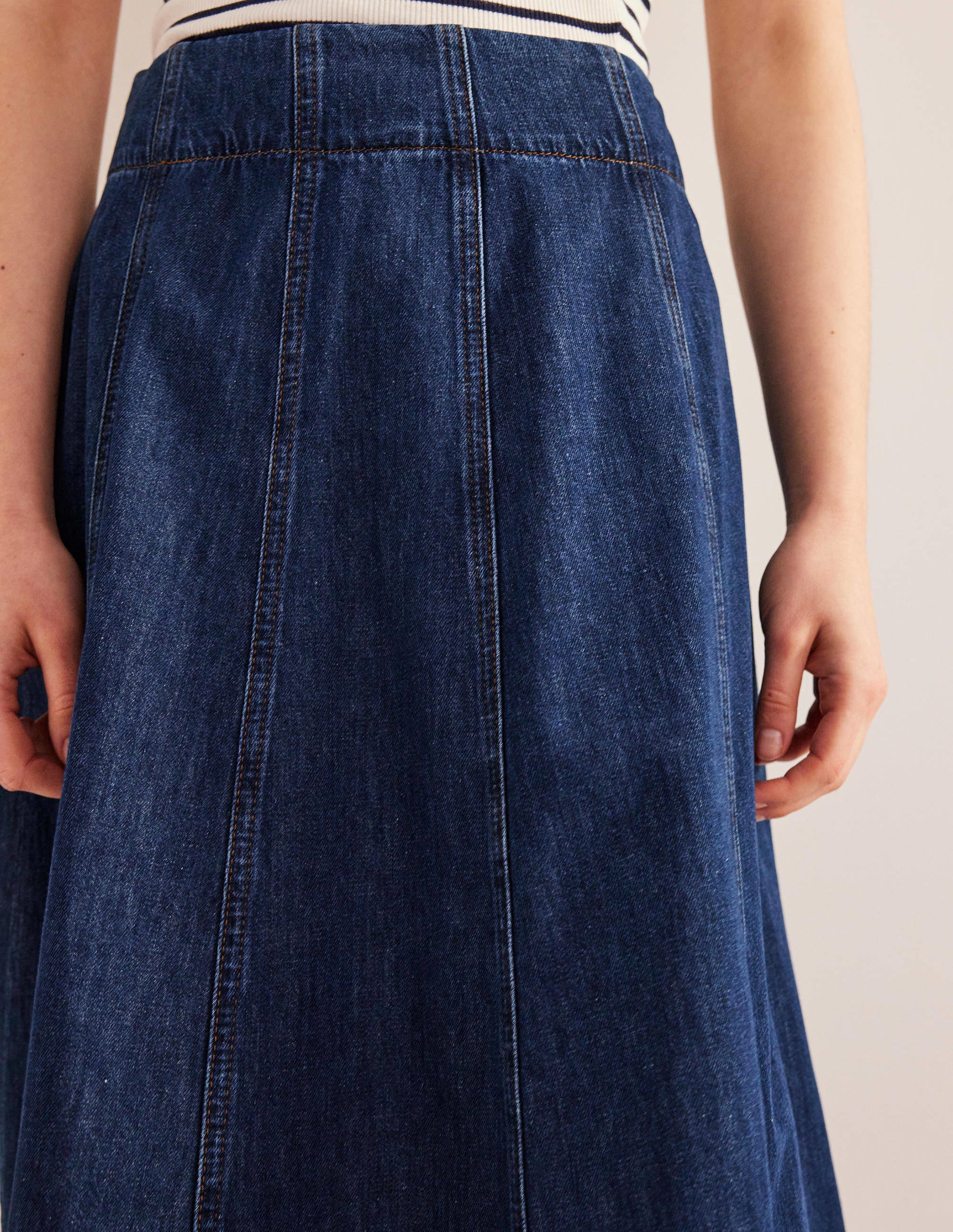Denim Paneled Skirt-Rinse Wash - Image 2