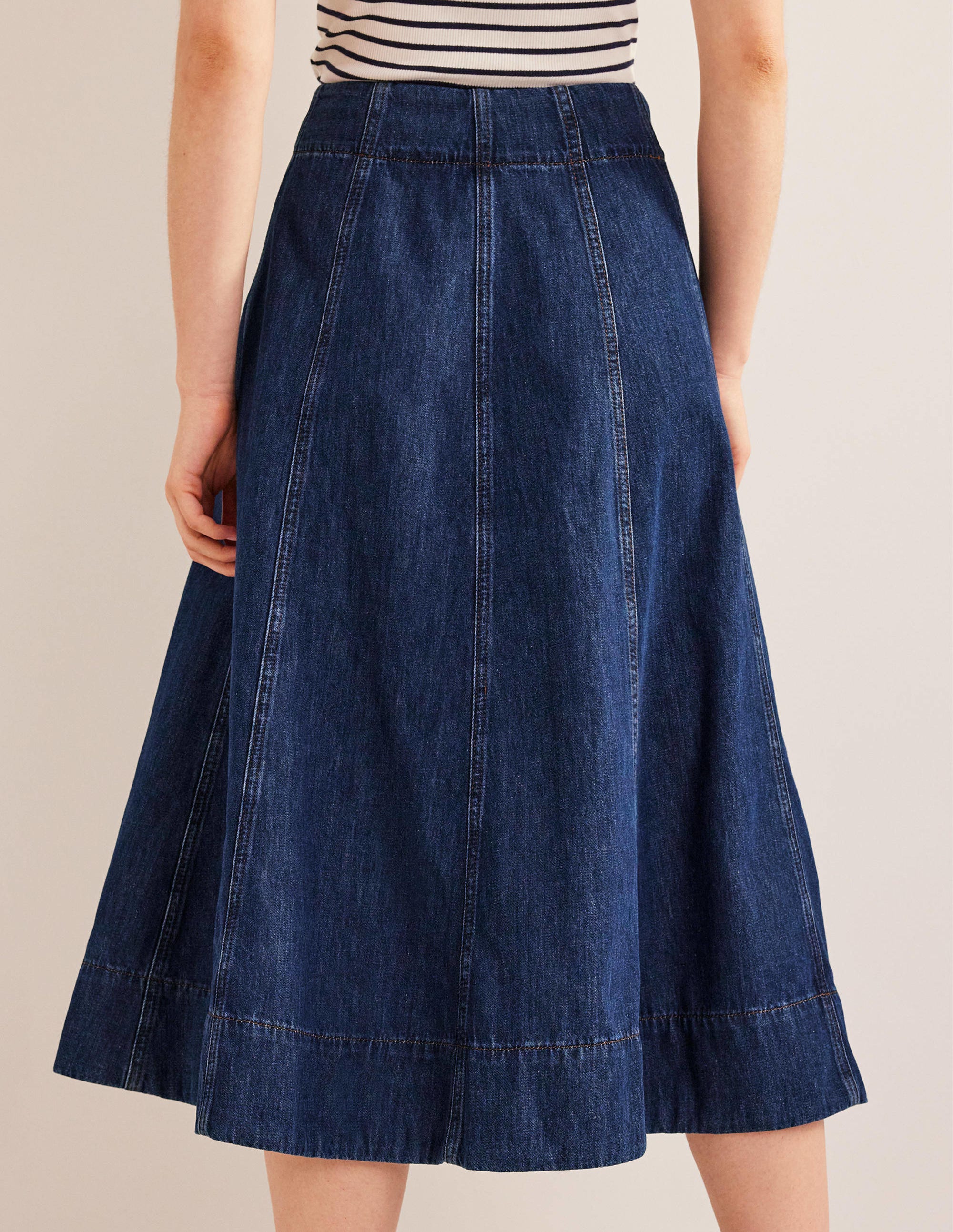 Denim Paneled Skirt-Rinse Wash - Image 3
