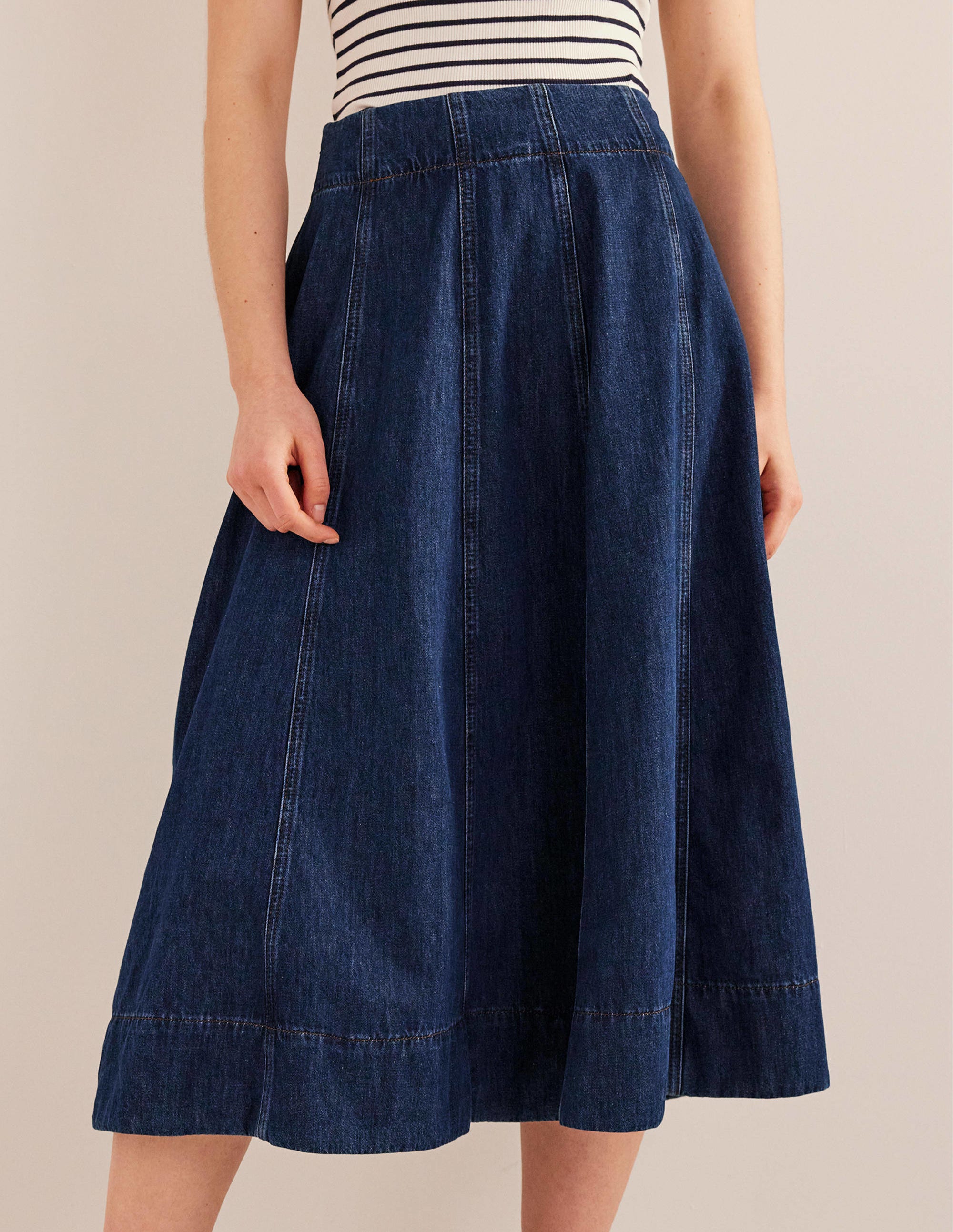 Denim Paneled Skirt-Rinse Wash - Image 4