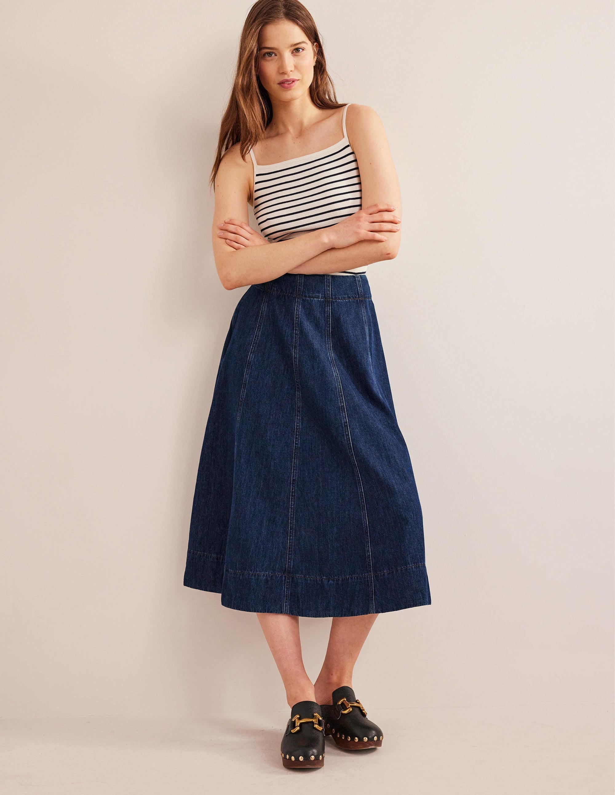 Denim Paneled Skirt-Rinse Wash - Image 5
