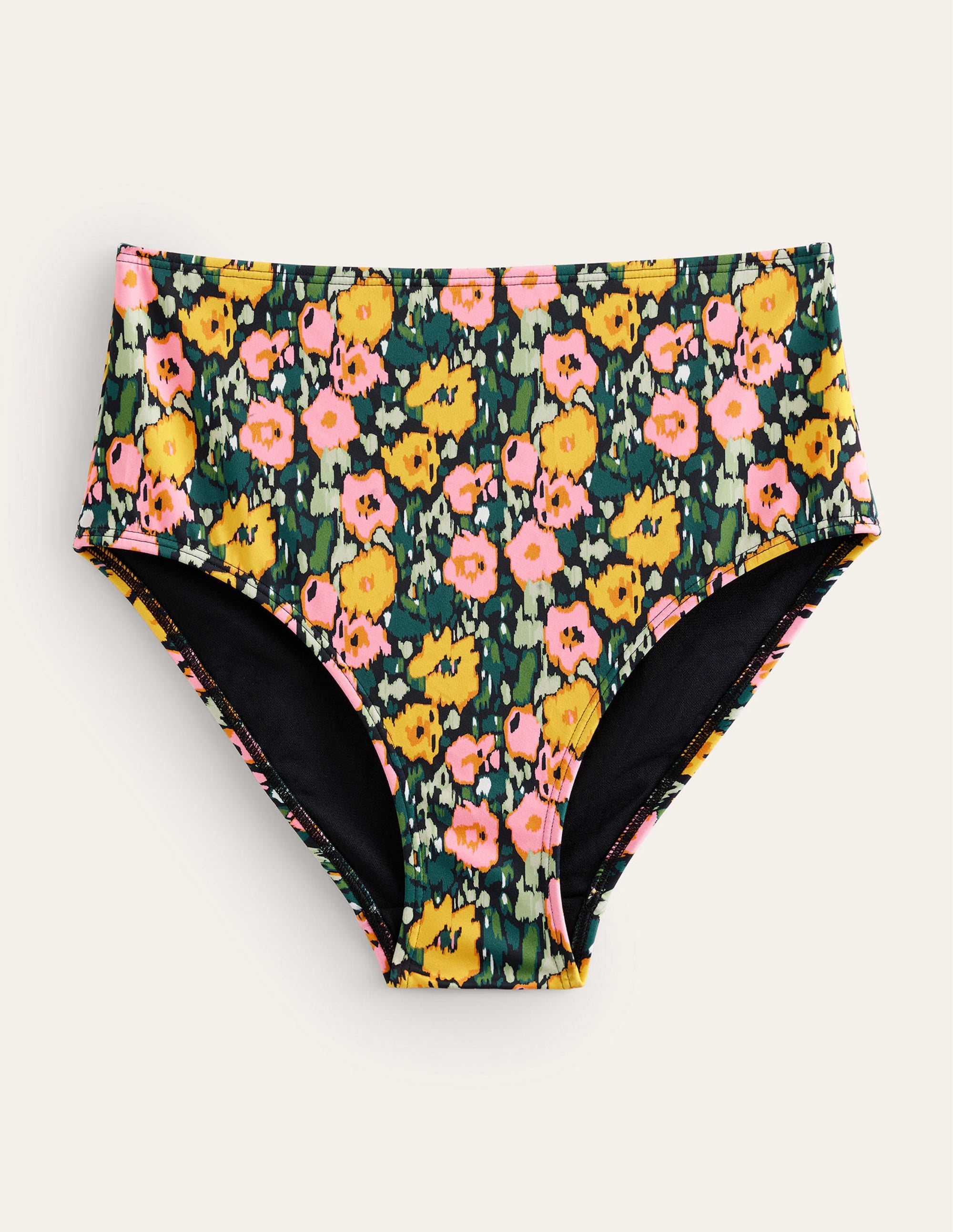 High Waisted Bikini Bottoms-Emerald Night, Abstract Poppy - Image 5