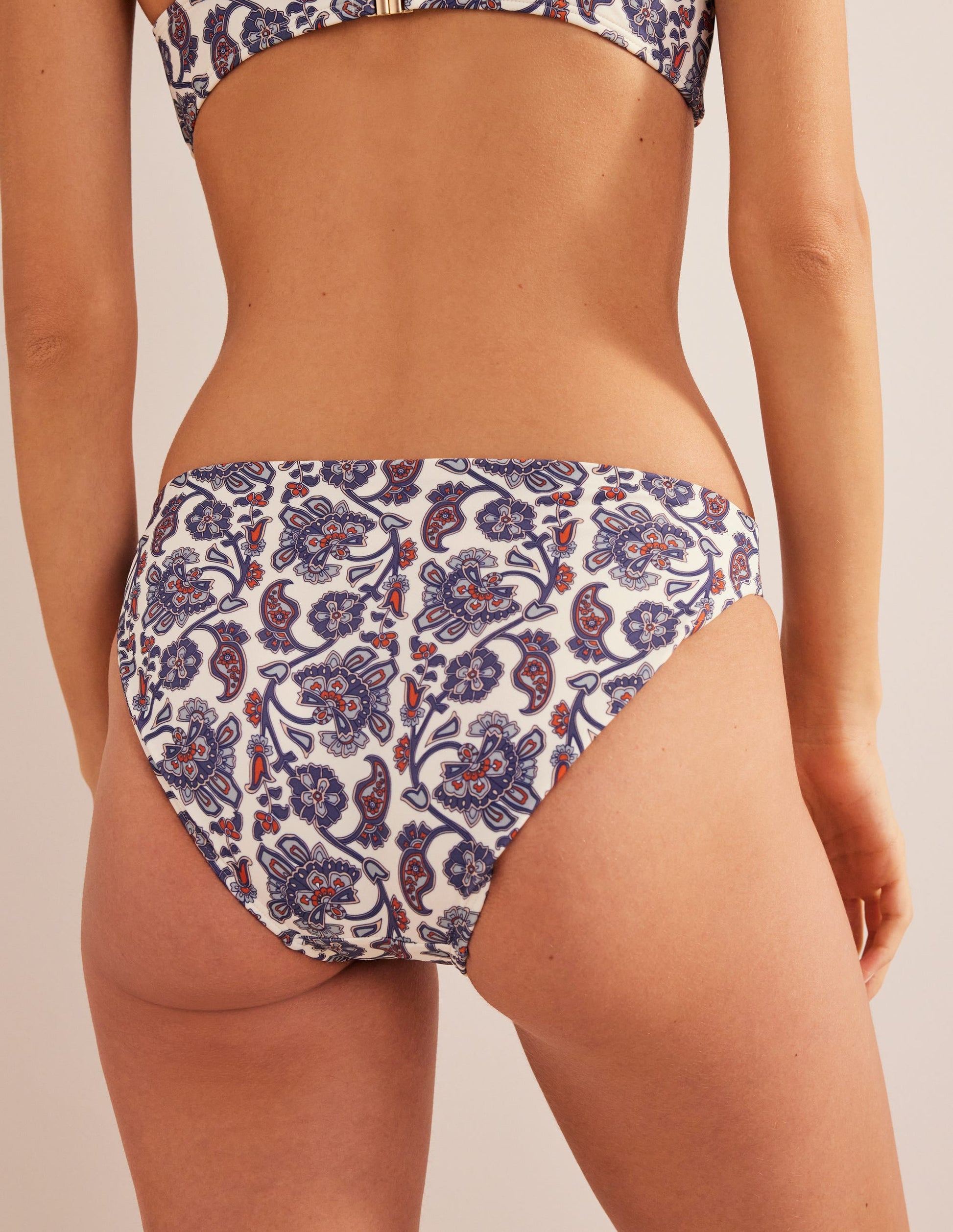 Classic Bikini Bottoms-Ivory, Blue Paisley-3