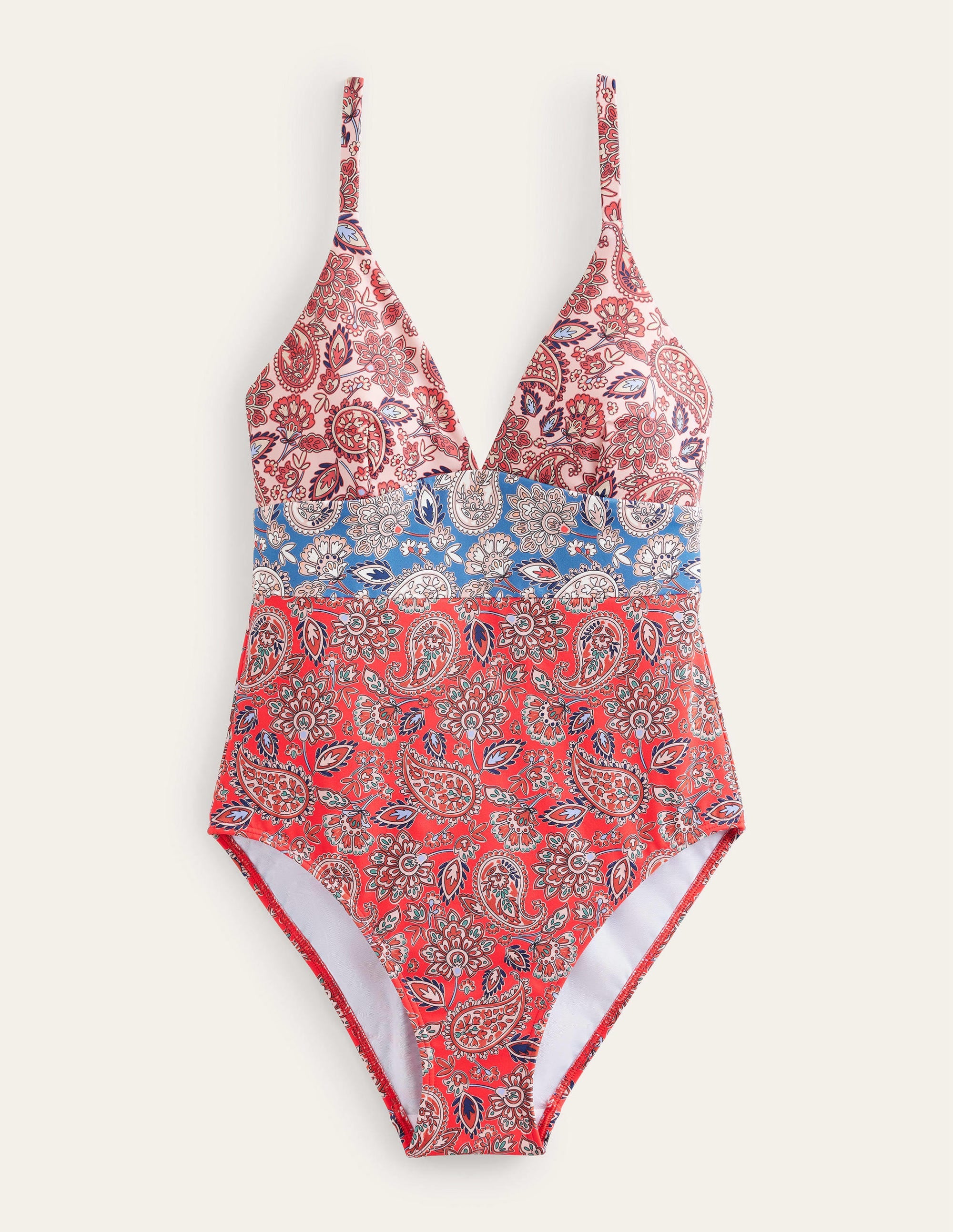 Arezzo V-neck Panel Swimsuit-High Risk Red, Paisley Terrace - Image 7