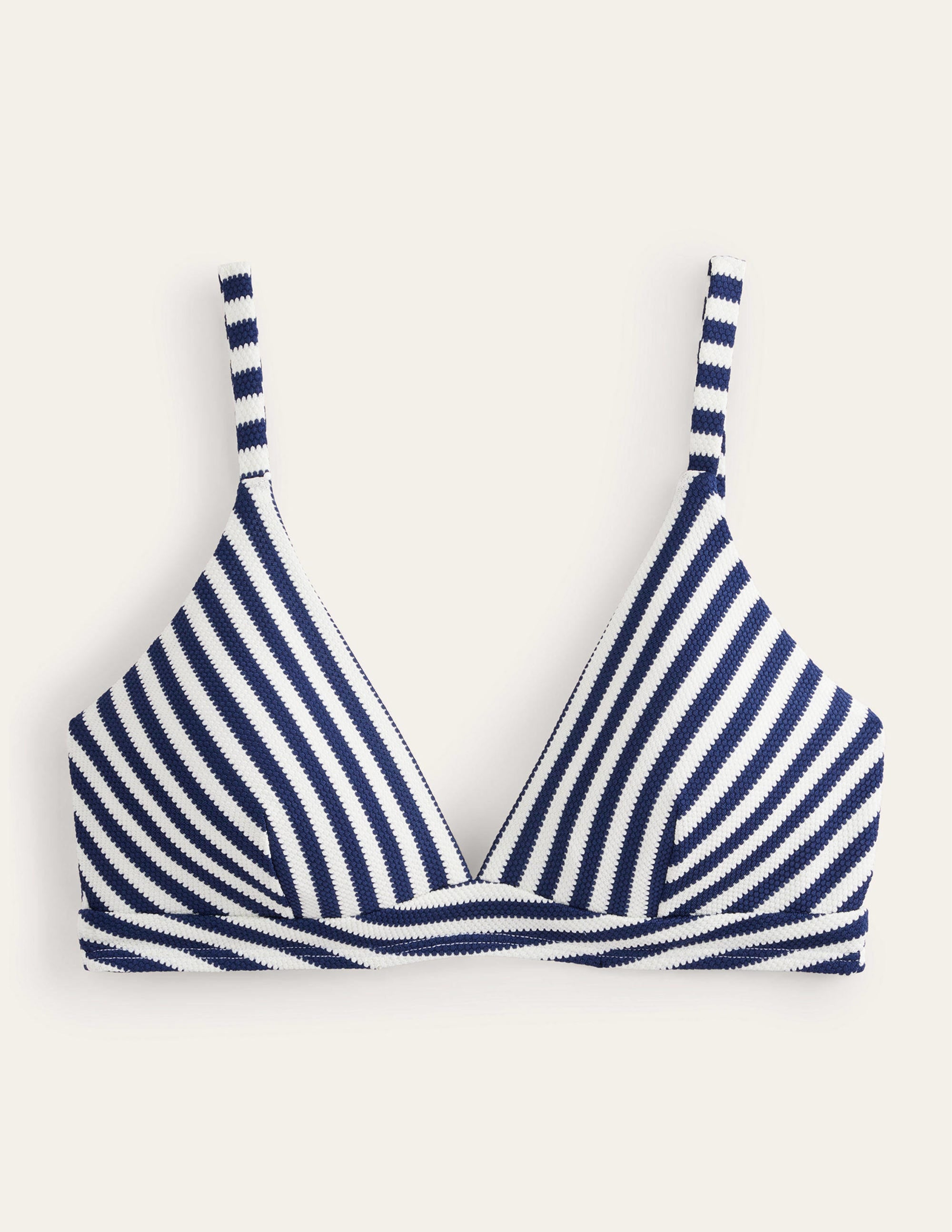 Arezzo V-neck Bikini Top-Navy, Ivory Texture Stripe - Image 7