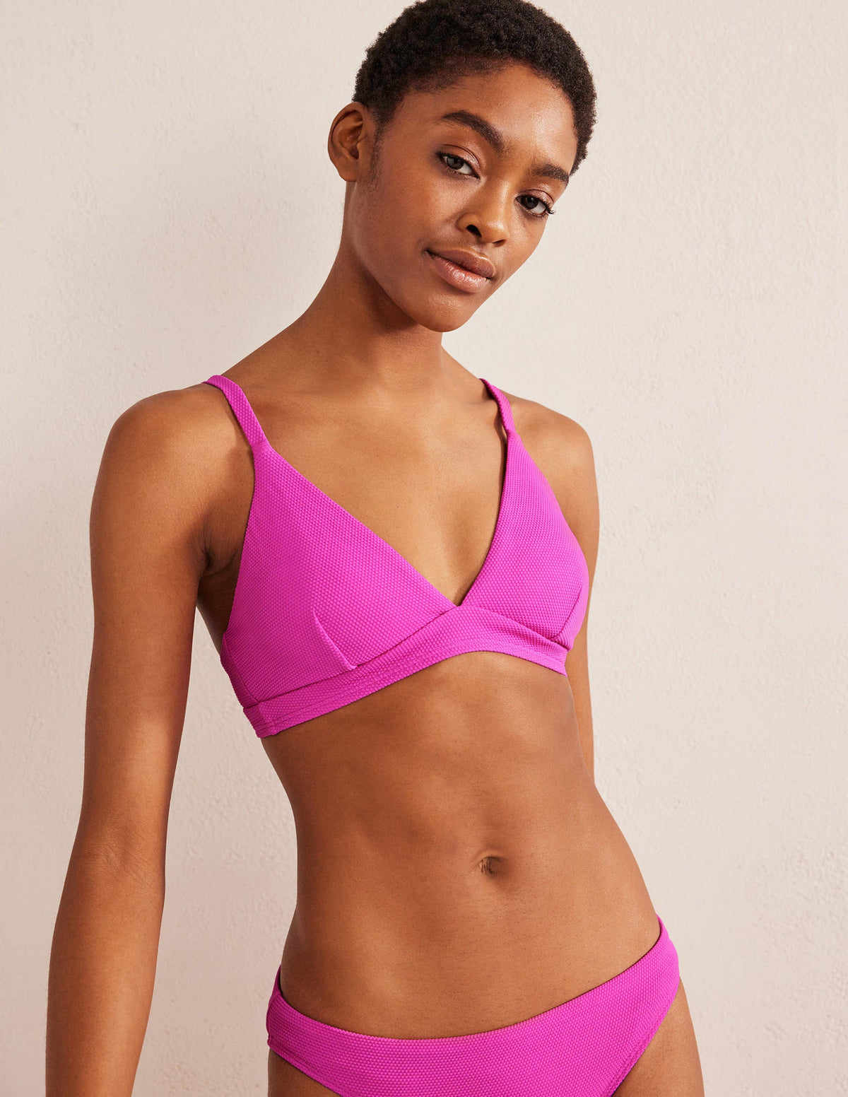 Arezzo V-neck Bikini Top-Amazing Pink Texture - Image 1