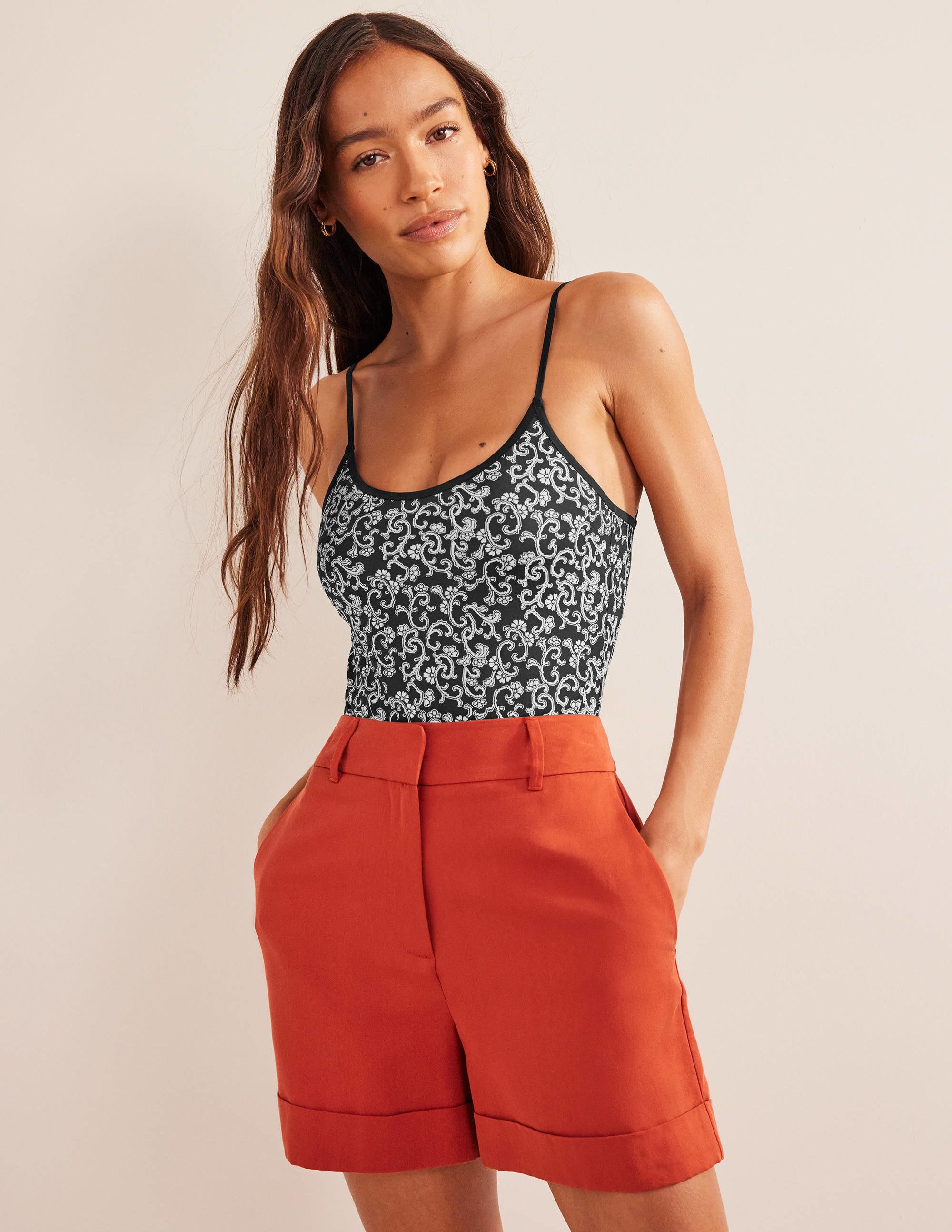 Scoop Tie Back Swimsuit-Nero, Swirl Sprig - Image 4