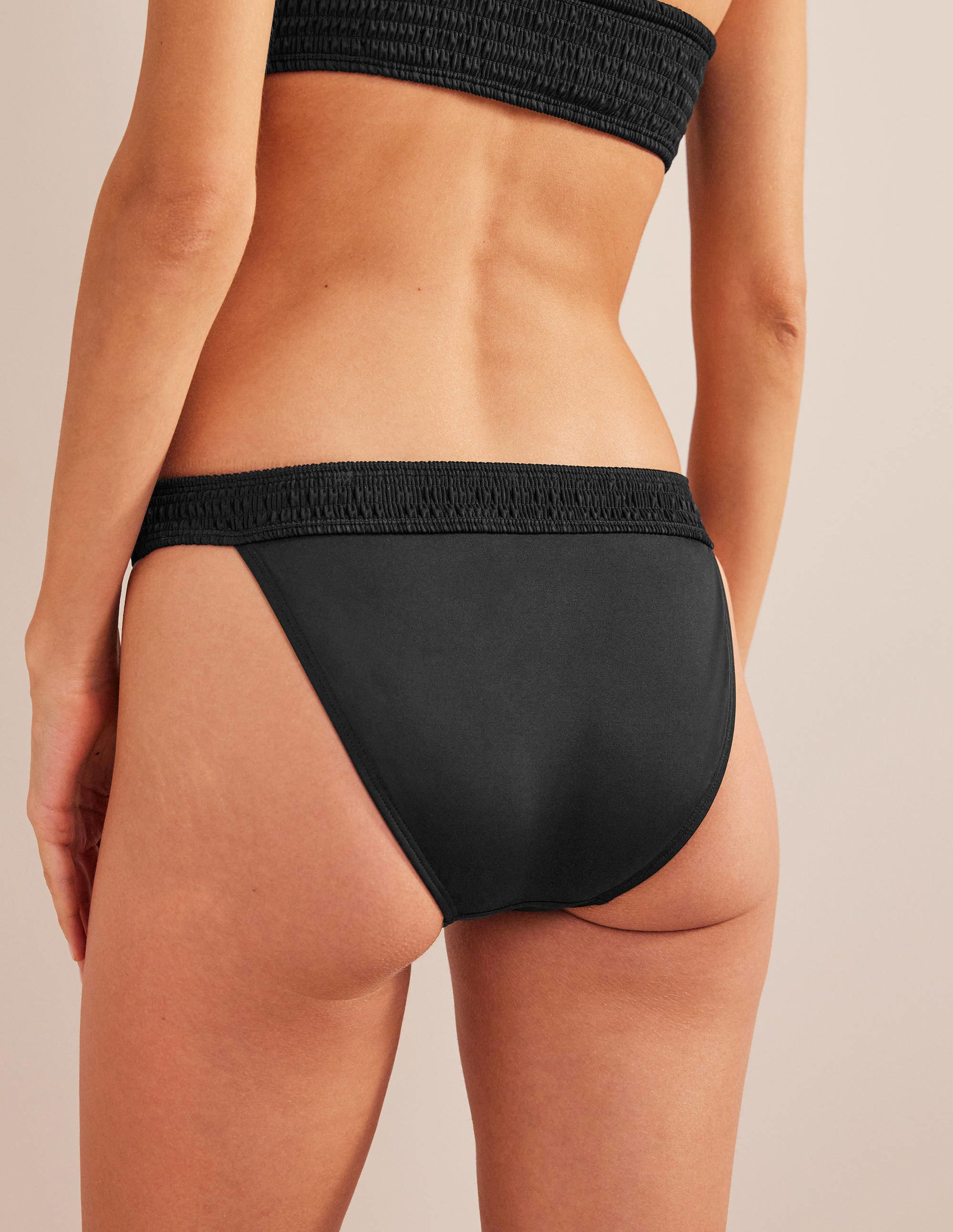 Milos Smocked Bikini Bottoms-Black - Image 3