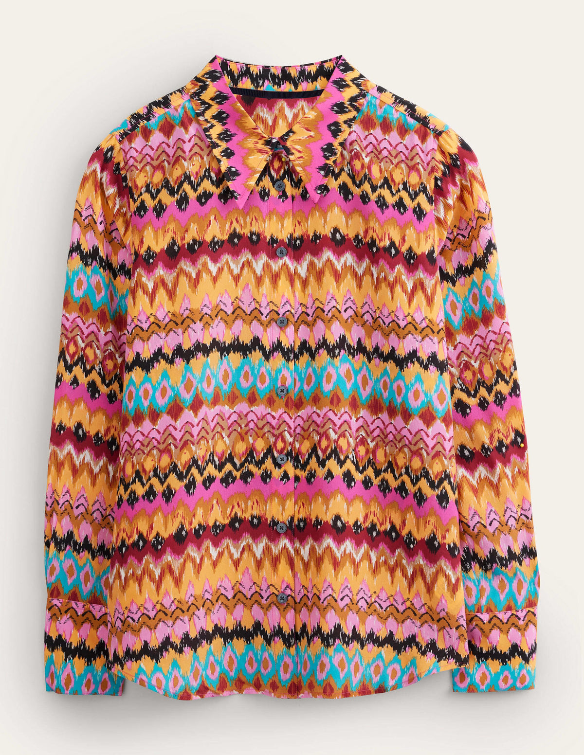 Silk Shirt-Multi, Textured Ikat-3