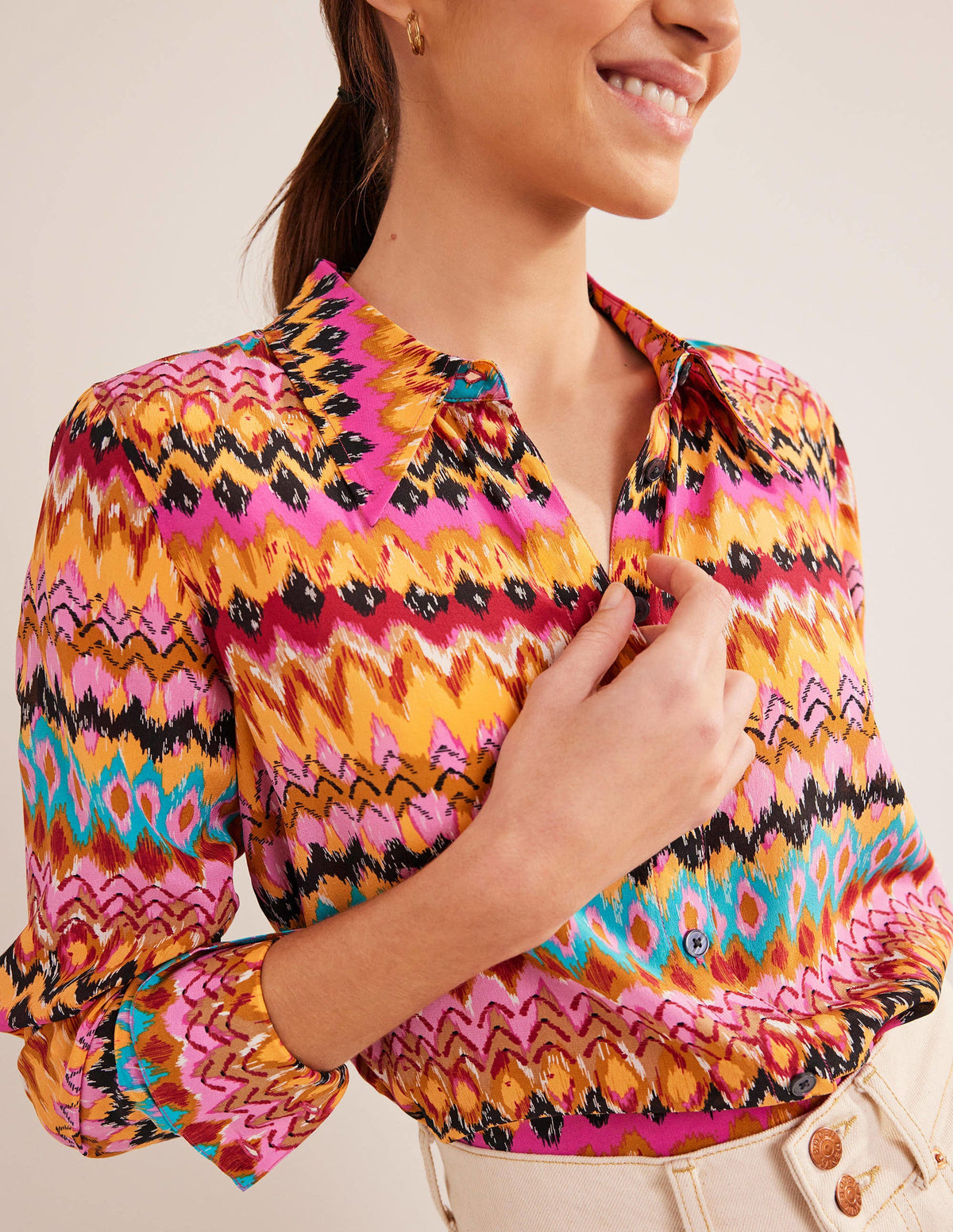 Silk Shirt-Multi, Textured Ikat - Image 1