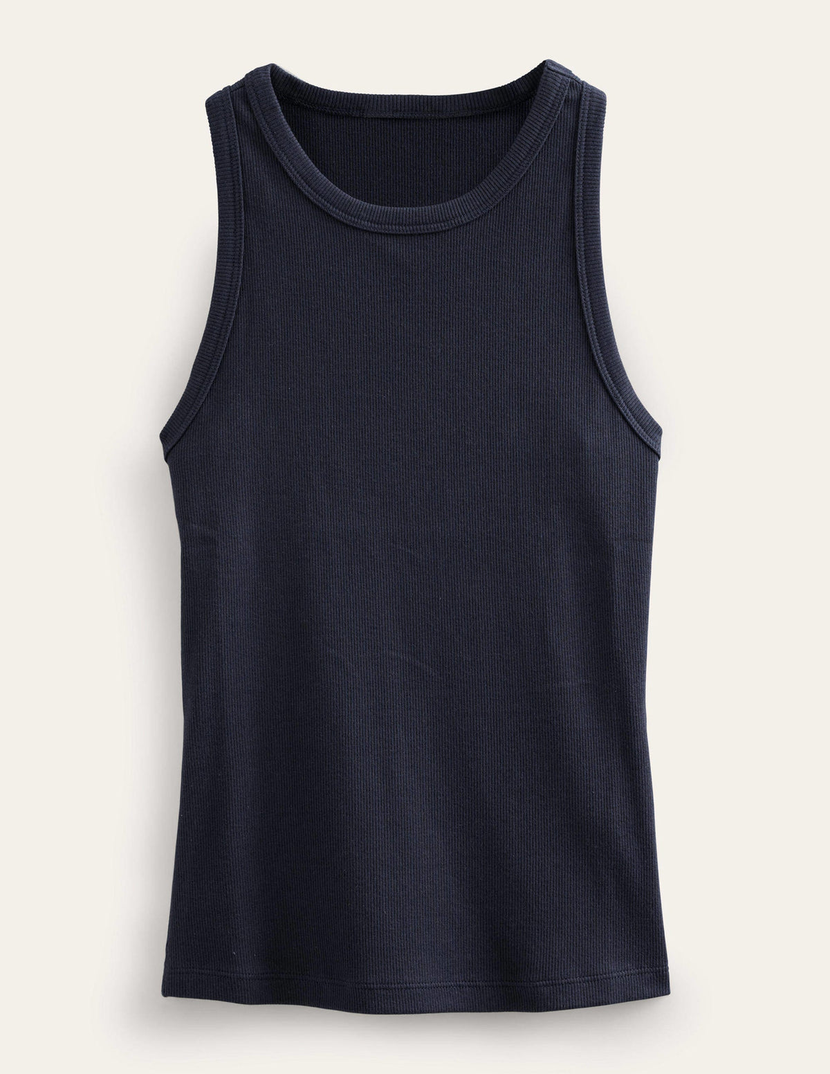 Cotton Ribbed Vest-Navy-5