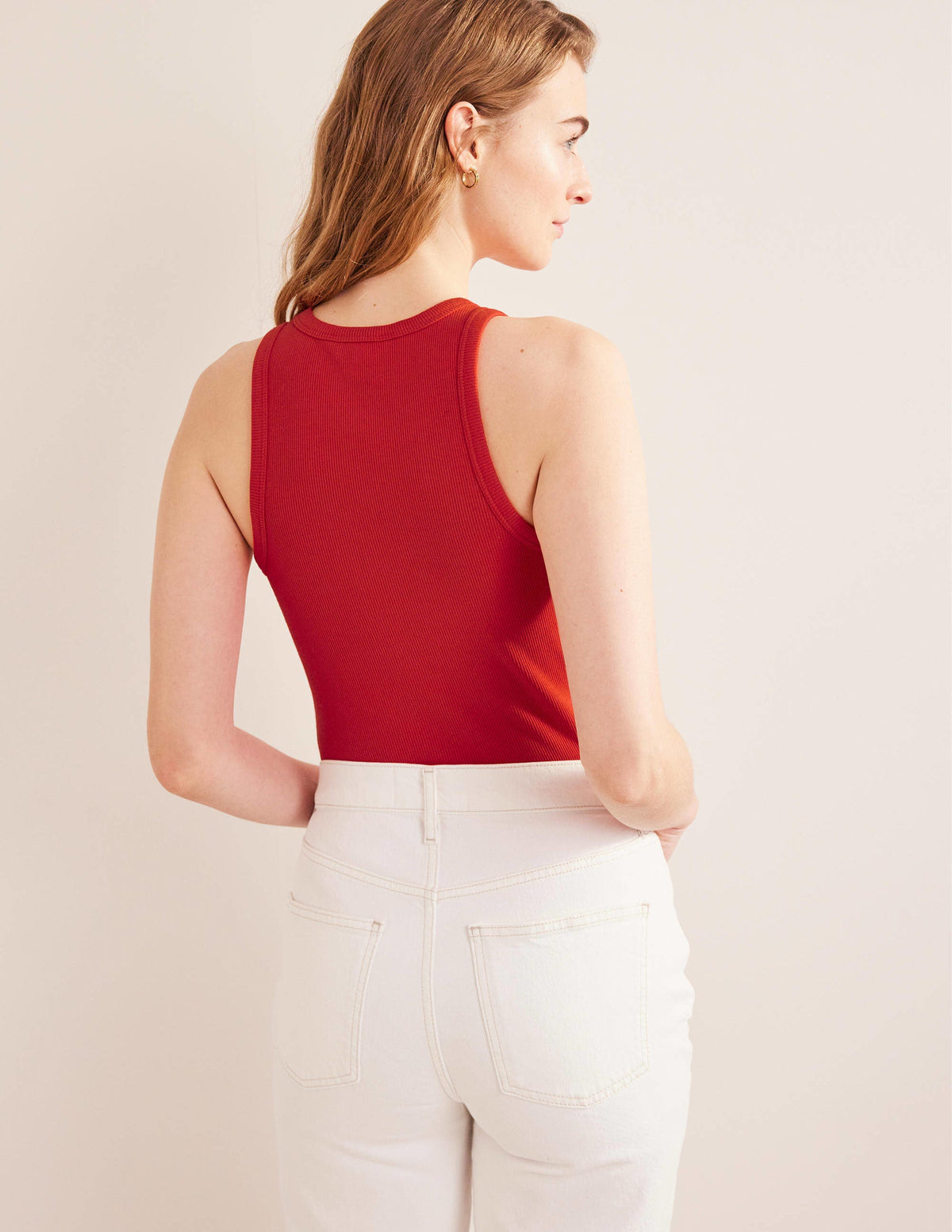 Cotton Ribbed Vest-Red Pop - Image 3
