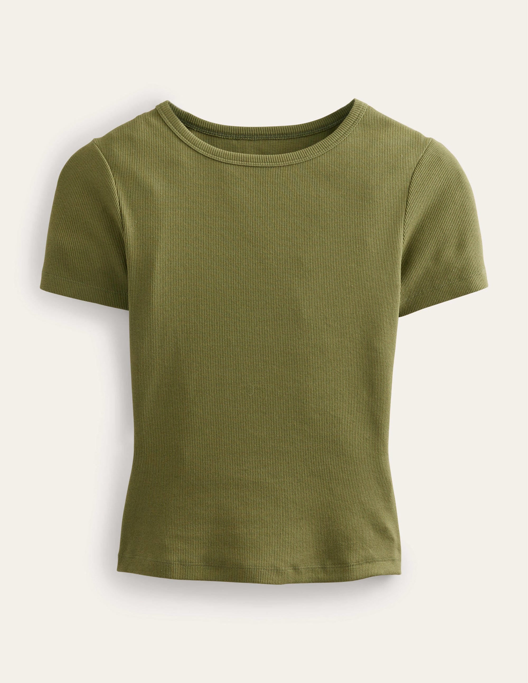 Cotton Ribbed T-Shirt-Washed Khaki - Image 5