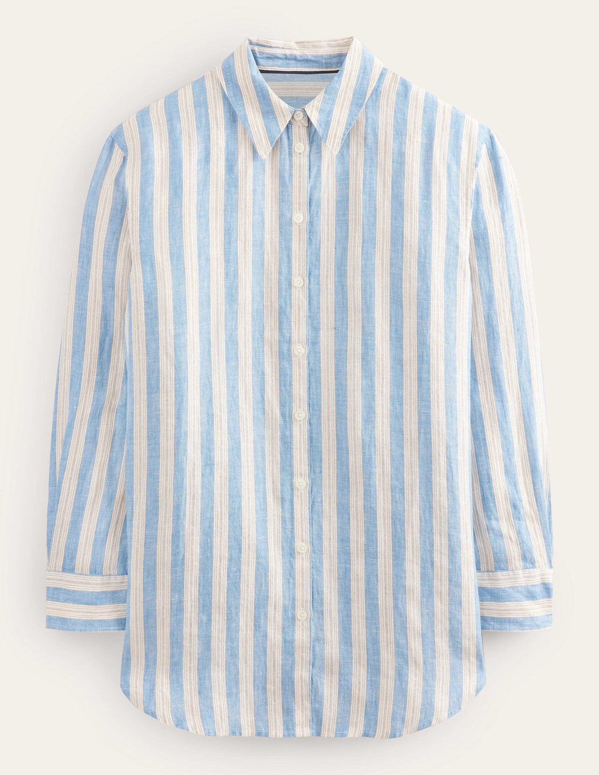 Relaxed Linen Shirt-Porcelain Blue, Sparkle Stripe-6