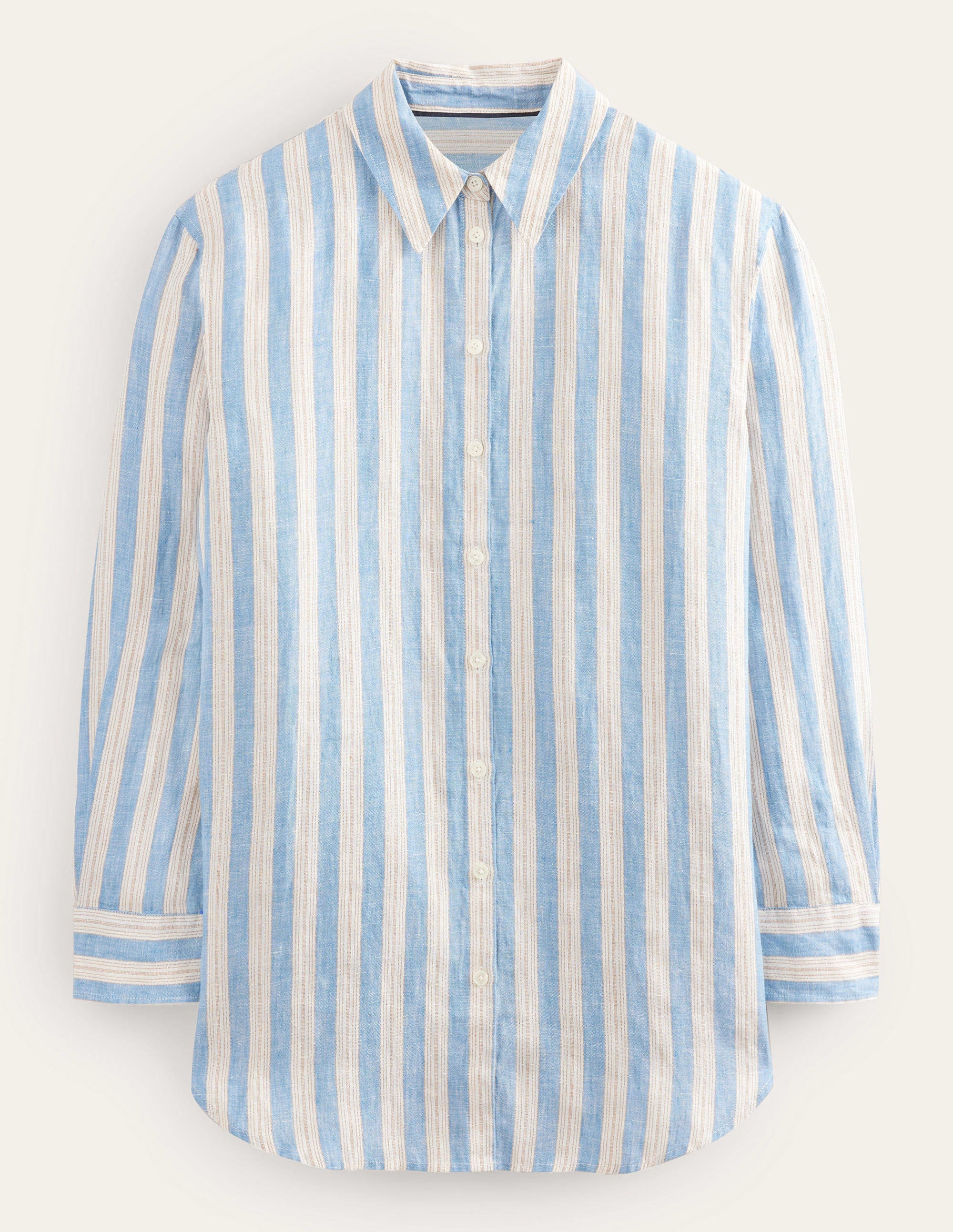 Relaxed Linen Shirt-Porcelain Blue, Sparkle Stripe - Image 6