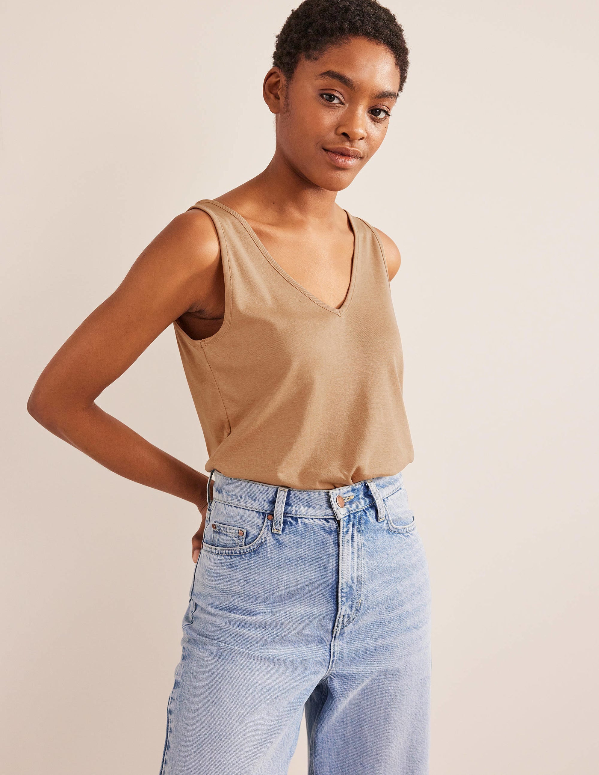 Soft Touch Vest-Camel - Image 1