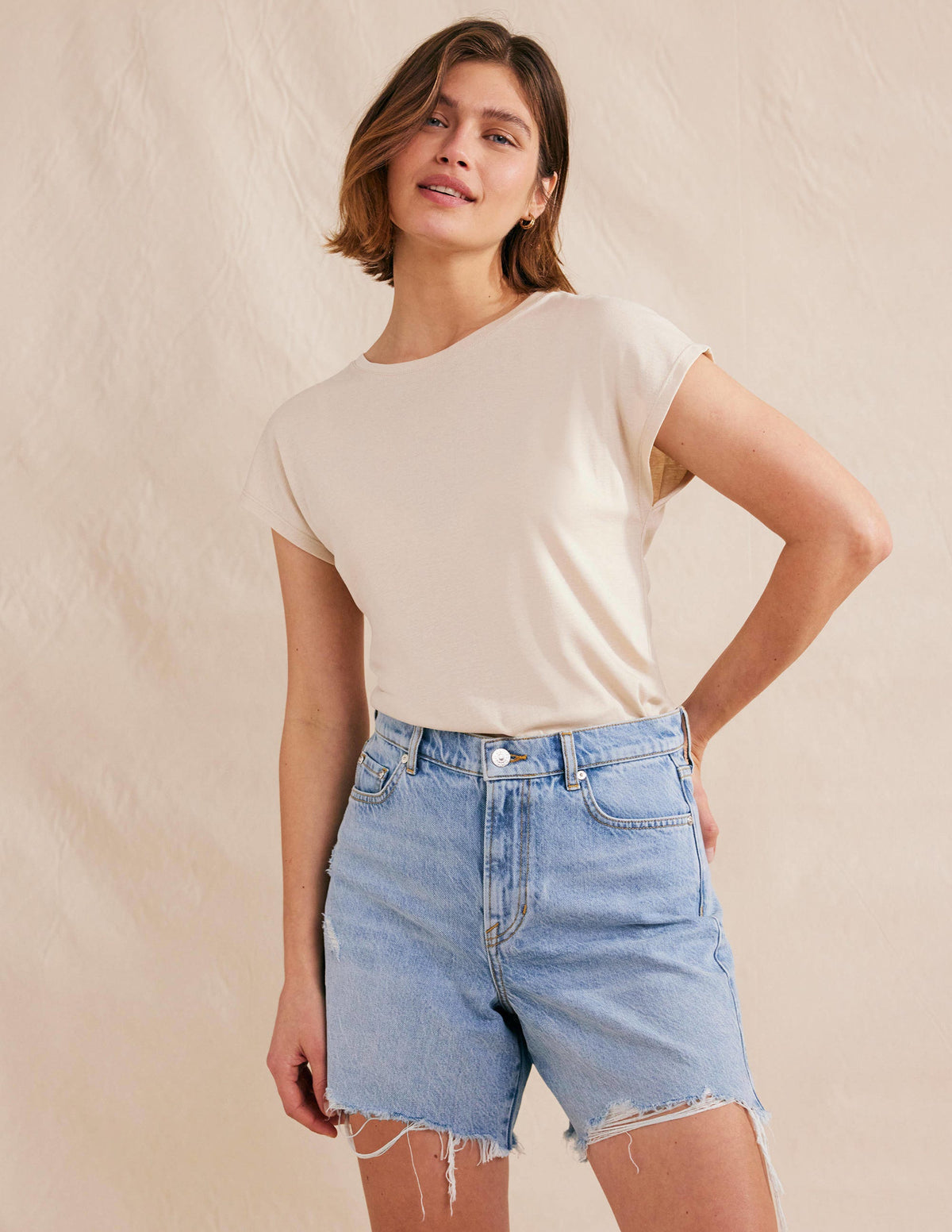 Soft Touch Sleeveless Top-Pearl Barley - Image 1