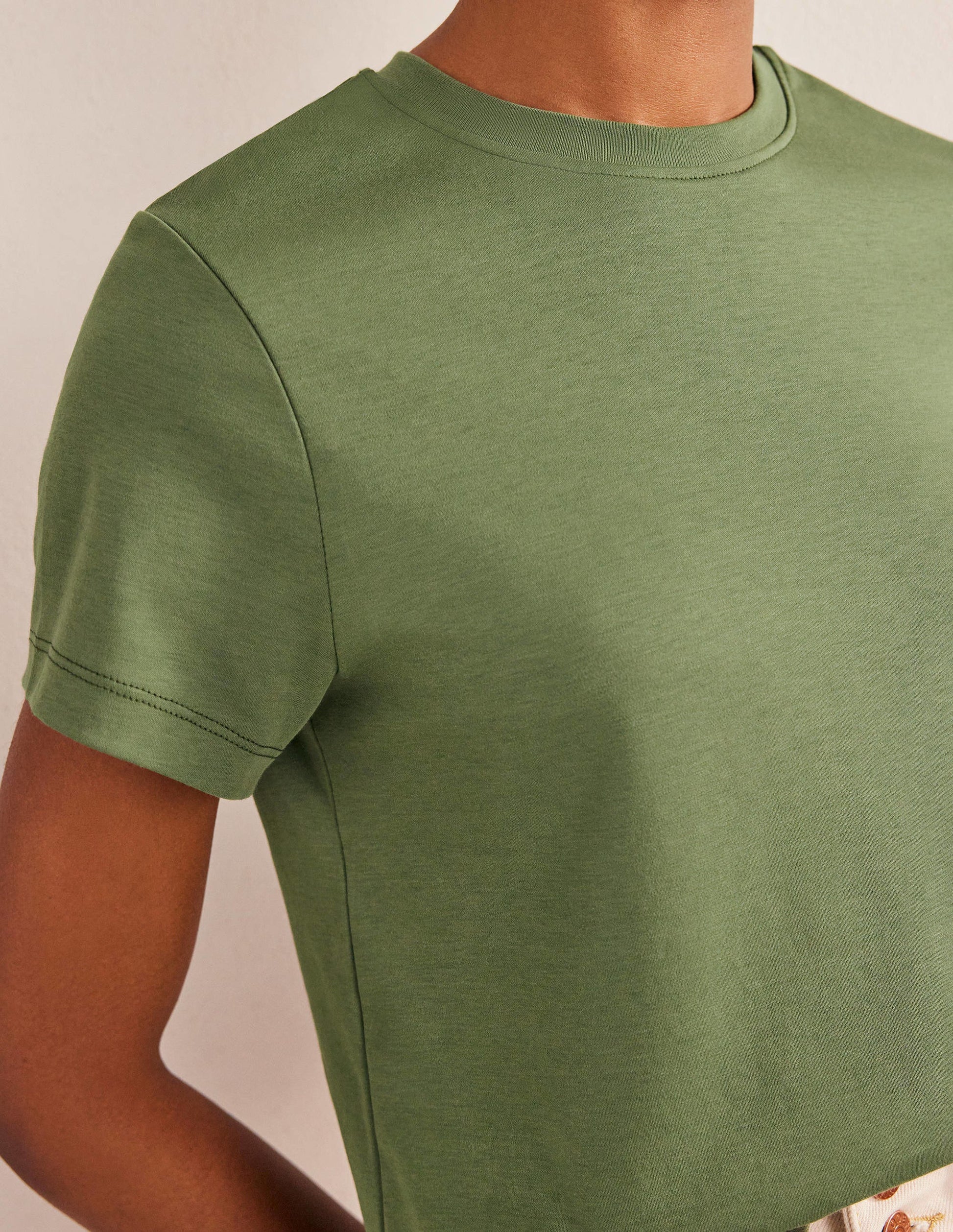 Perfect Cotton Cropped T-Shirt-Spruce-2