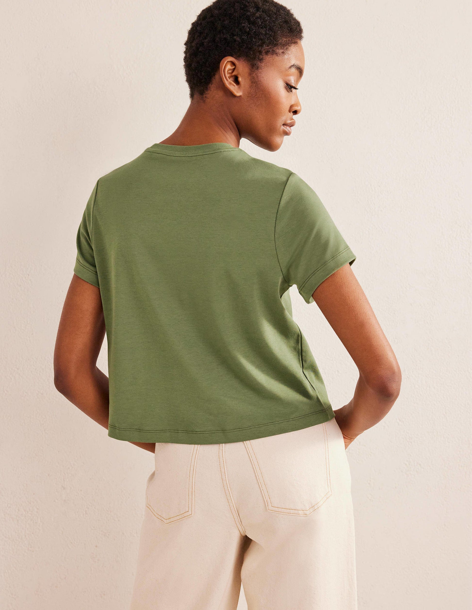Perfect Cotton Cropped T-Shirt-Spruce-3