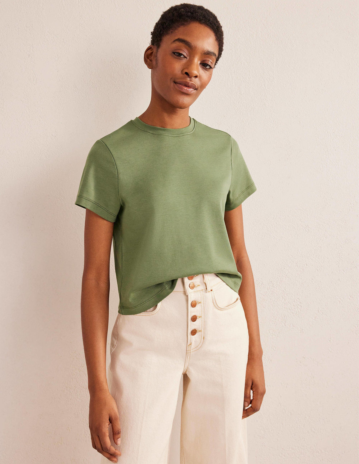 Perfect Cotton Cropped T-Shirt-Spruce-4