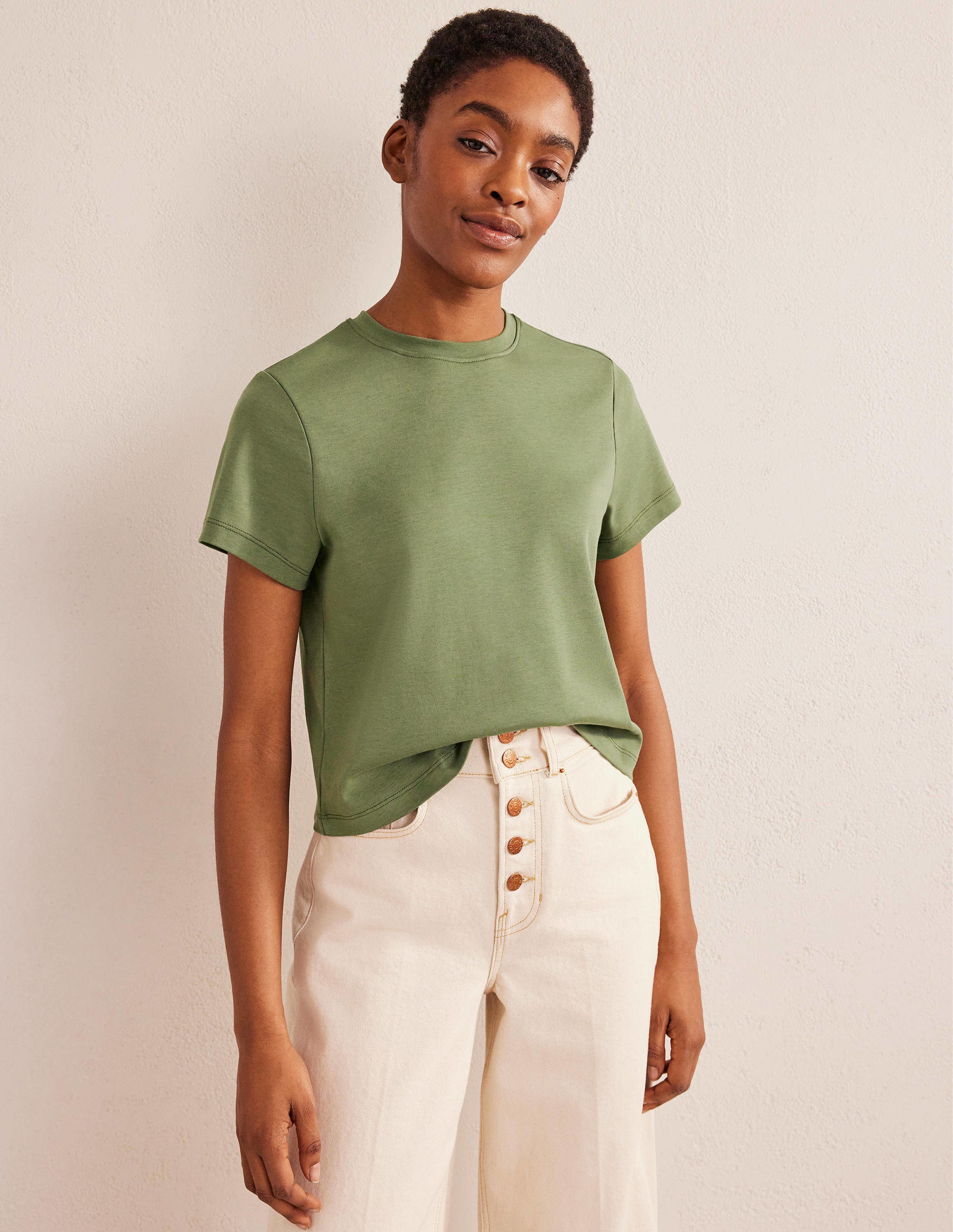 Perfect Cotton Cropped T-Shirt-Spruce - Image 4