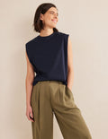 Perfect Cotton Sleeveless Top-Navy