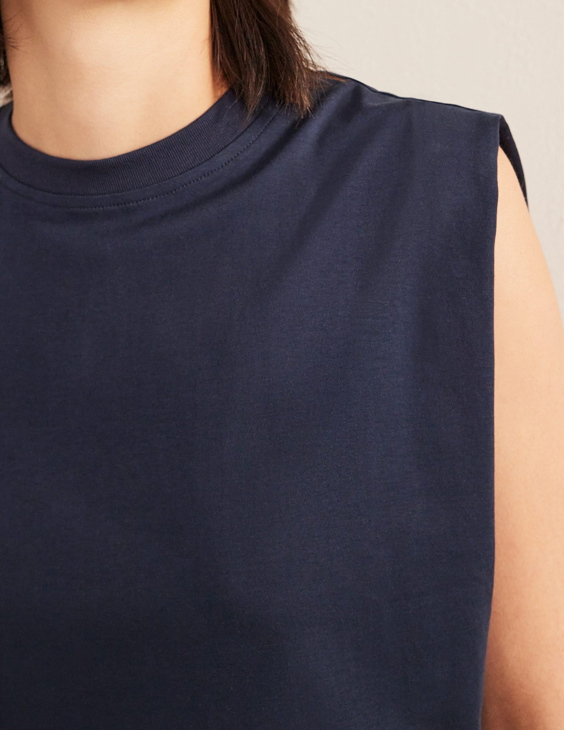 Perfect Cotton Sleeveless Top-Navy-2