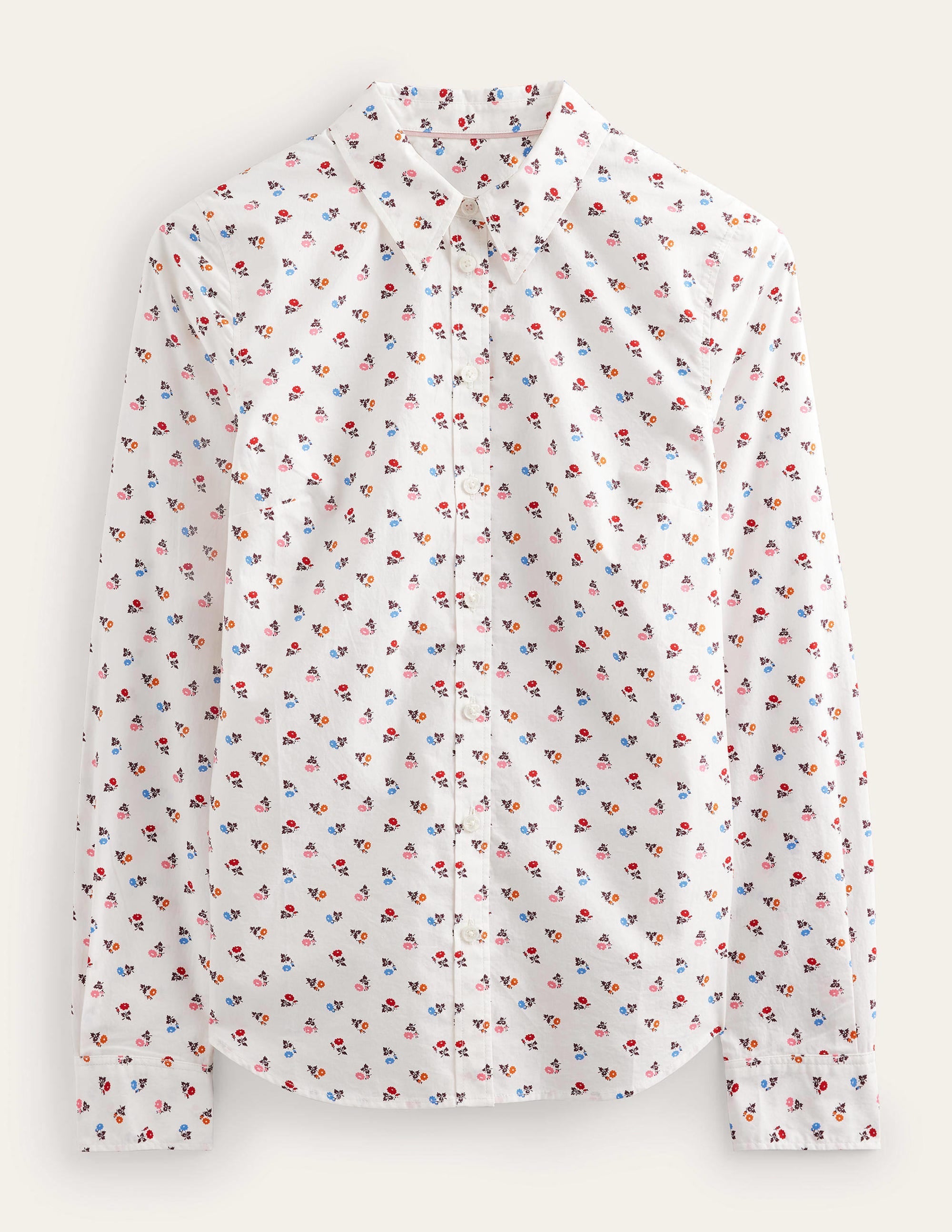 Straight Cotton Shirt-Ivory, Sweet Daisy - Image 5