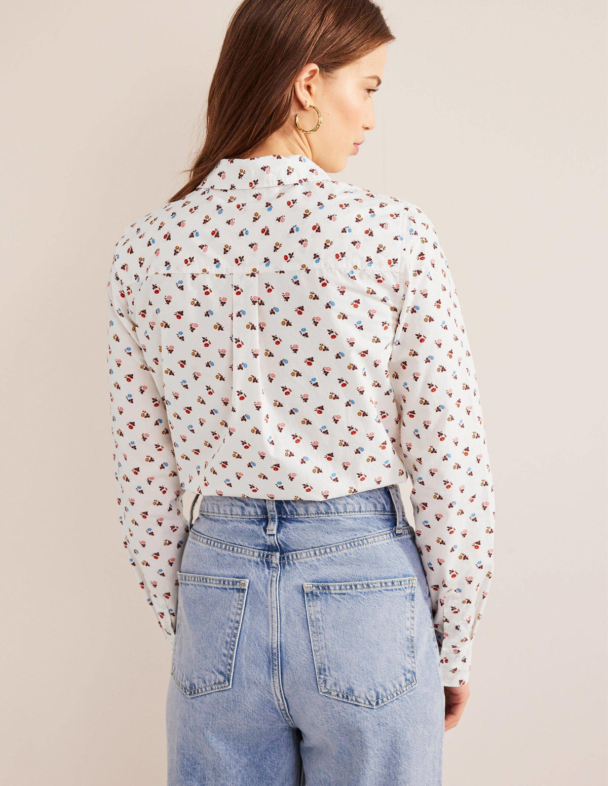 Straight Cotton Shirt-Ivory, Sweet Daisy - Image 3