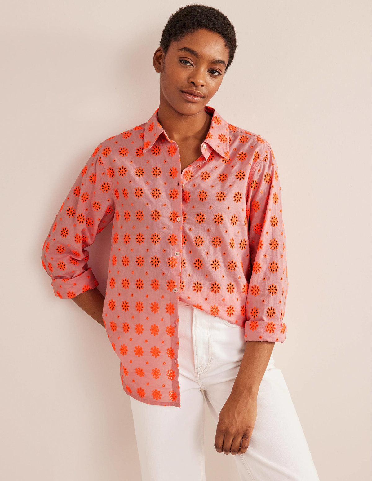 New Relaxed Cotton Shirt-Watermelon Punch - Image 1
