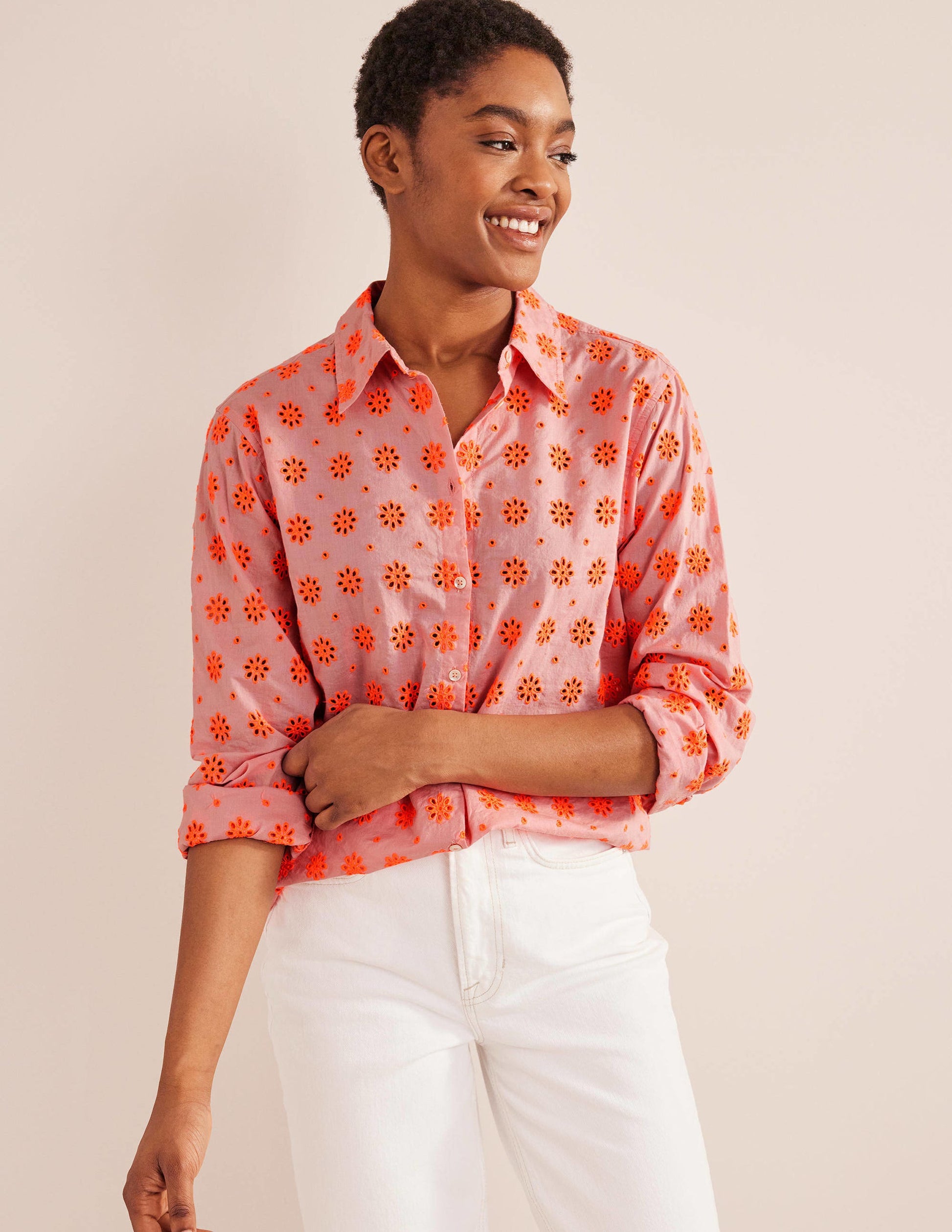 New Relaxed Cotton Shirt-Watermelon Punch-4