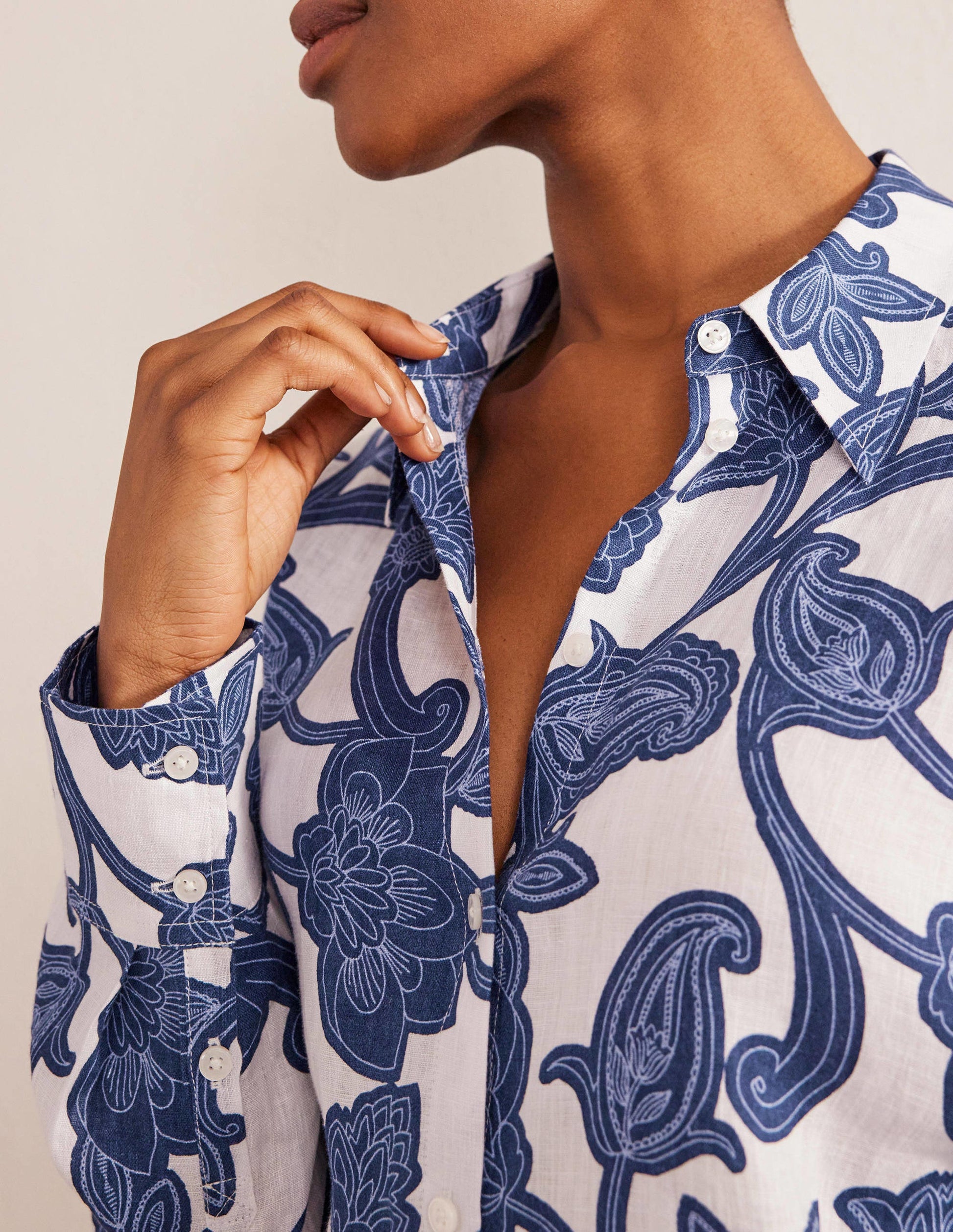 New Linen Shirt-Blue Ribbon, Paisley Whirl-2