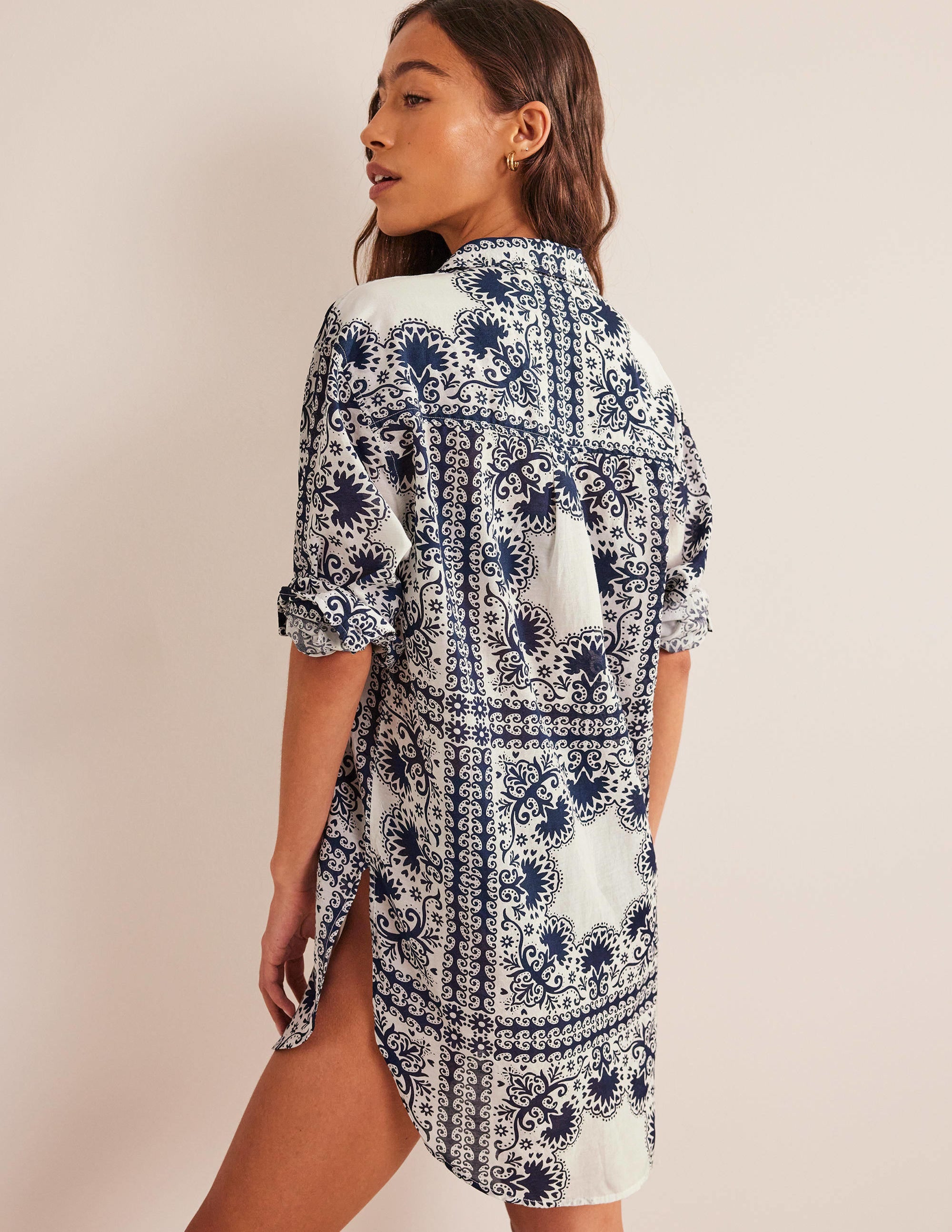 Holiday Longerline Shirt-Ivory, Tapestry Geo - Image 3