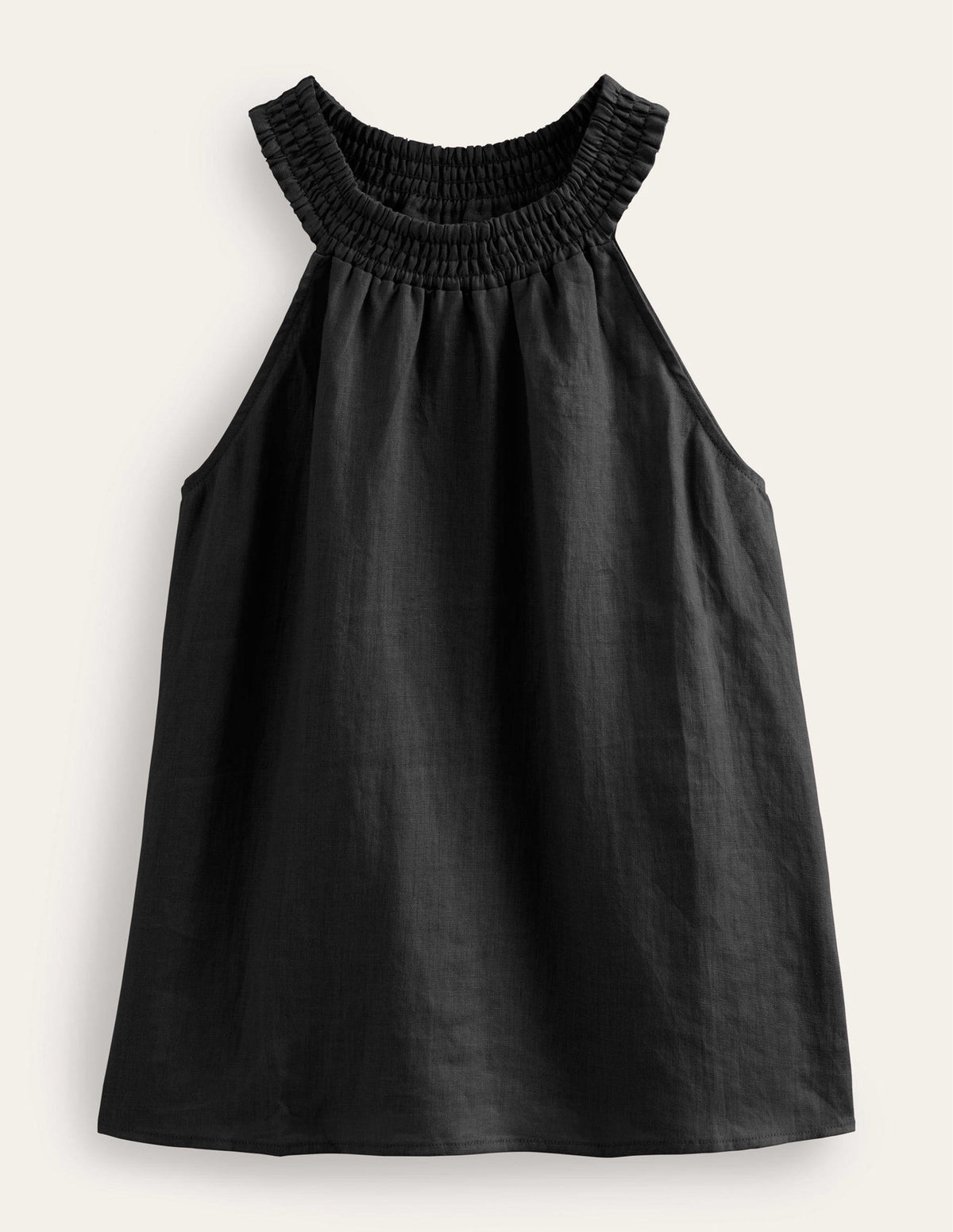 Linen Smocked Halter Top-Black - Image 5