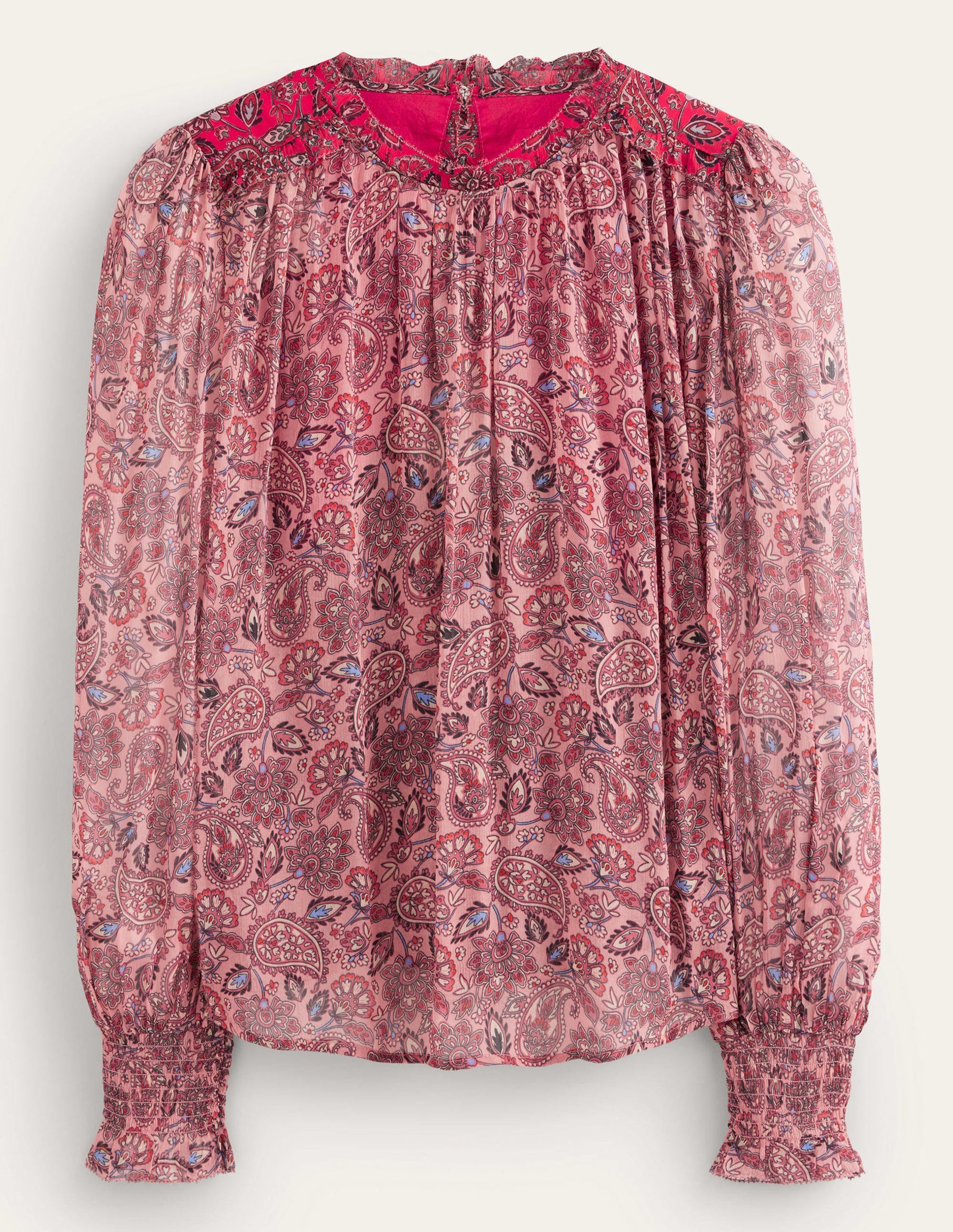 Ruffle Detail Swing Top-Chalky Pink, Paisley-5