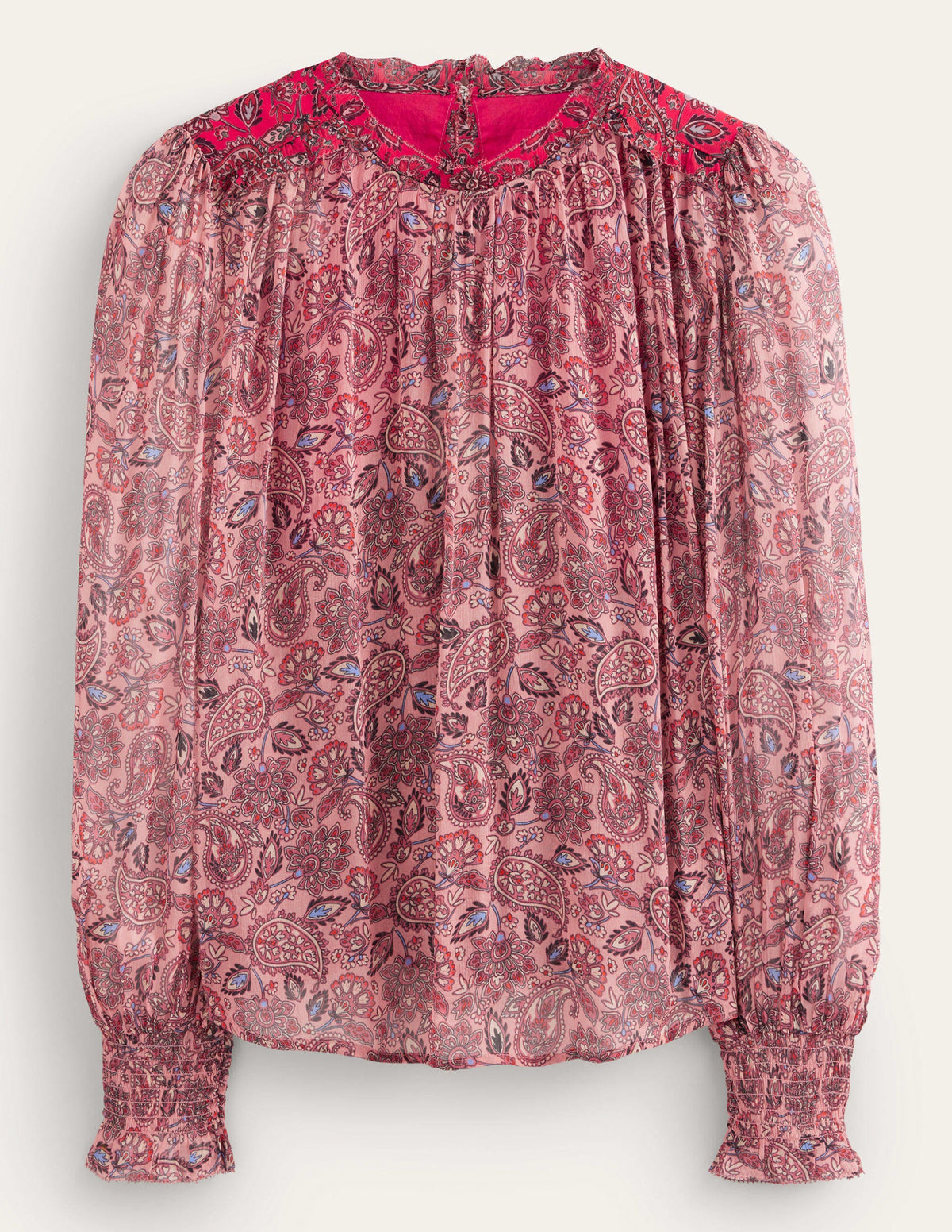 Ruffle Detail Swing Top-Chalky Pink, Paisley - Image 5