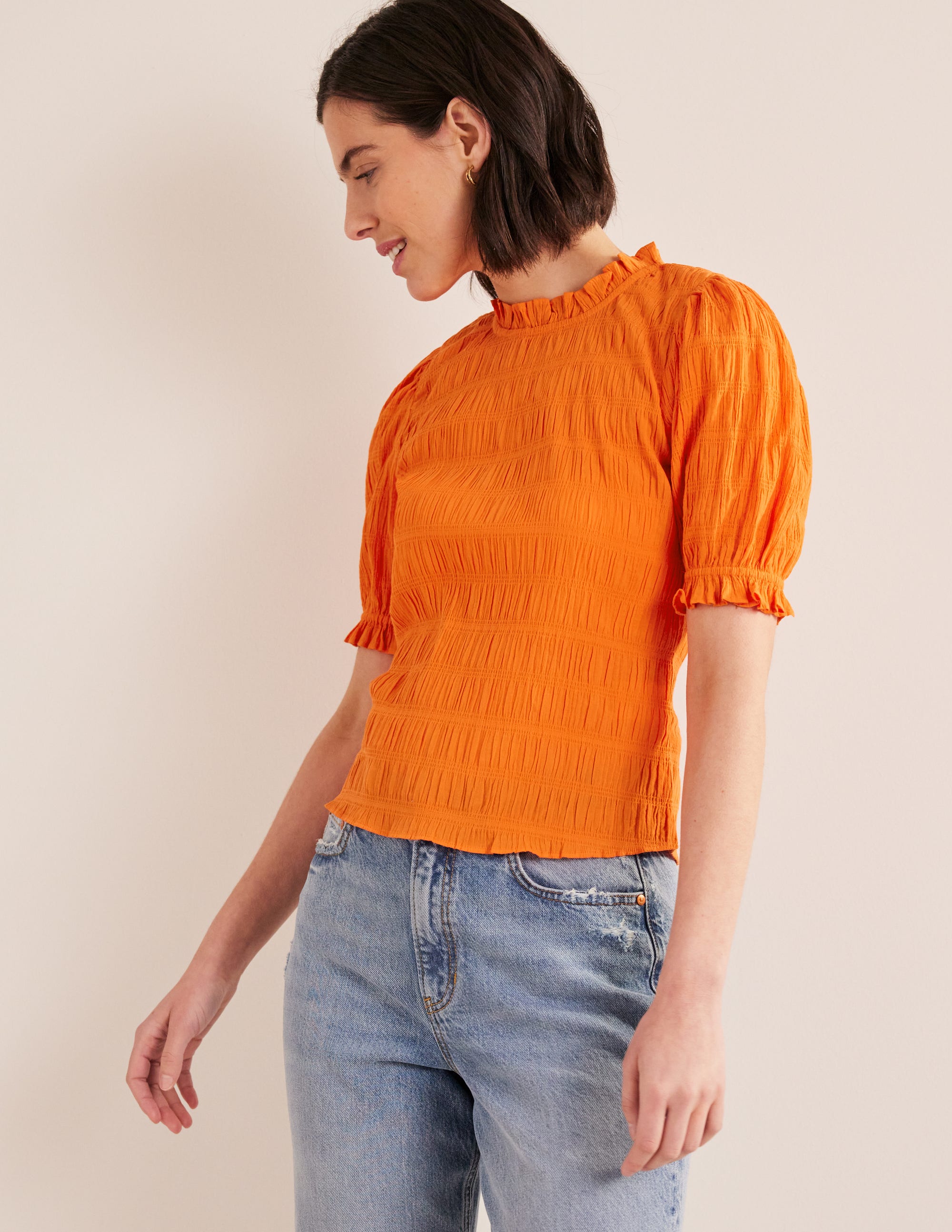 Fitted Textured Top-Vermillion Red - Image 1