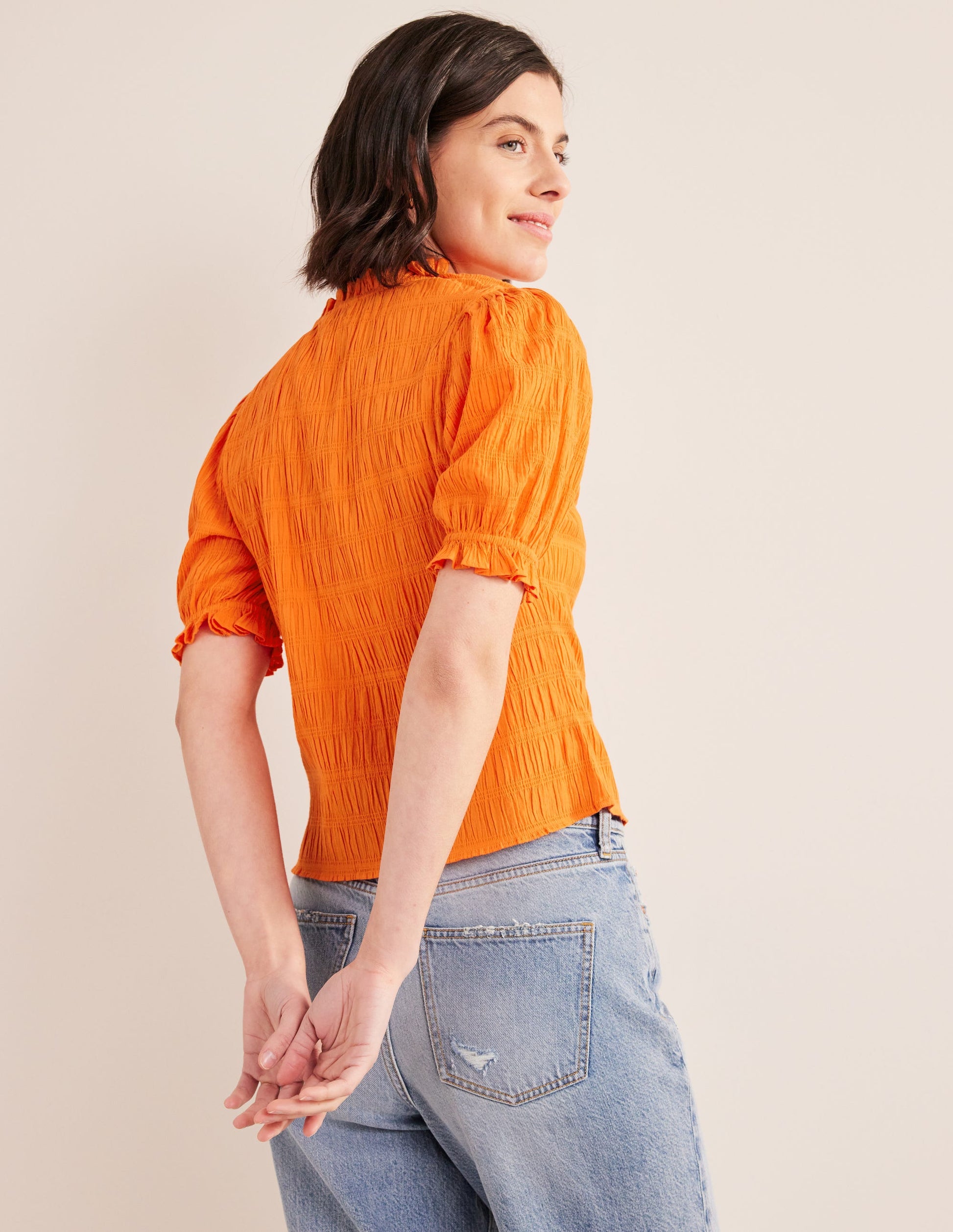 Fitted Textured Top-Vermillion Red-3