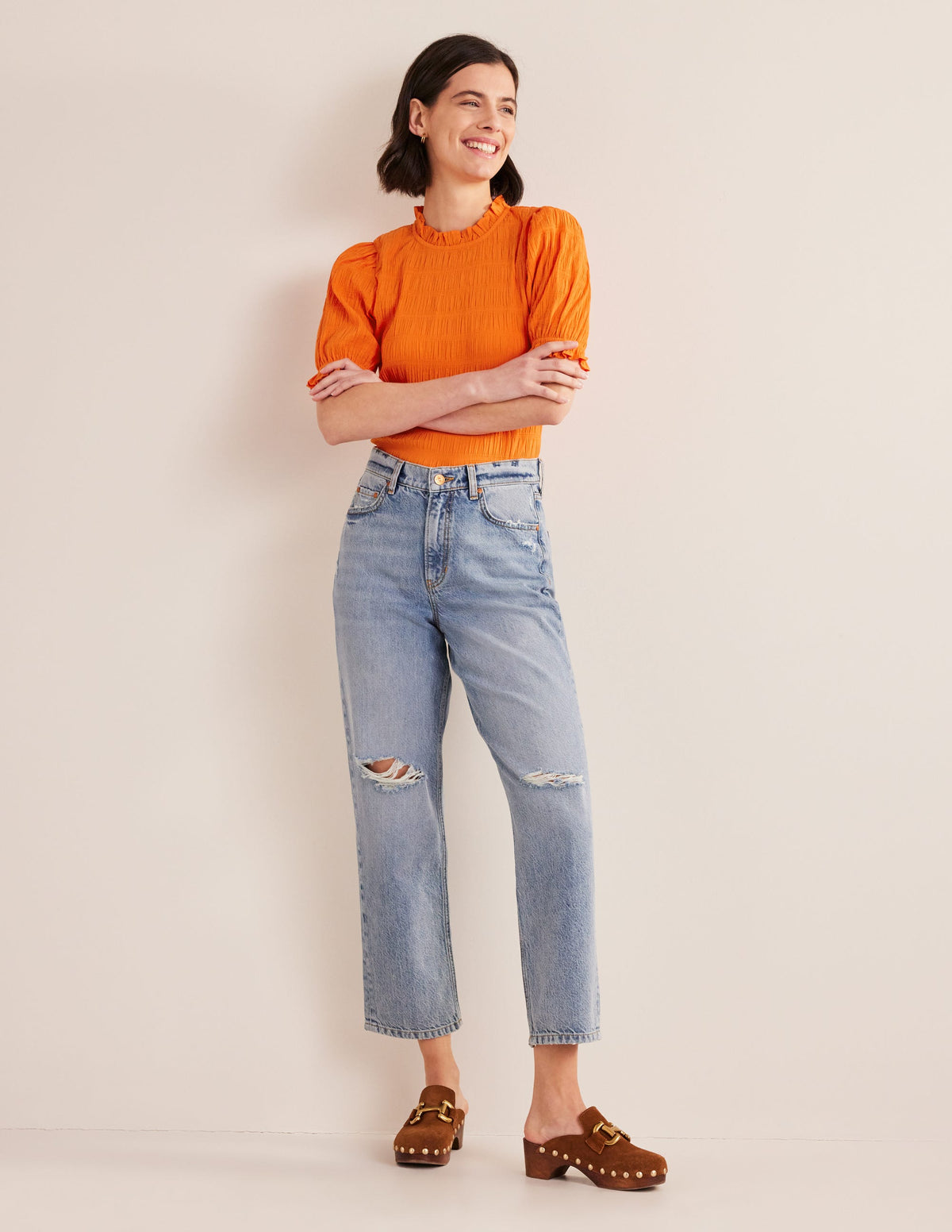 Fitted Textured Top-Vermillion Red - Image 4