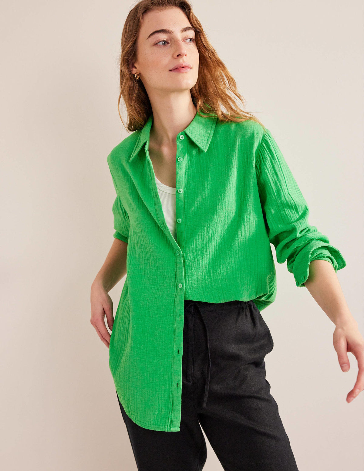 Cotton Texture Shirt-Bright Green - Image 1